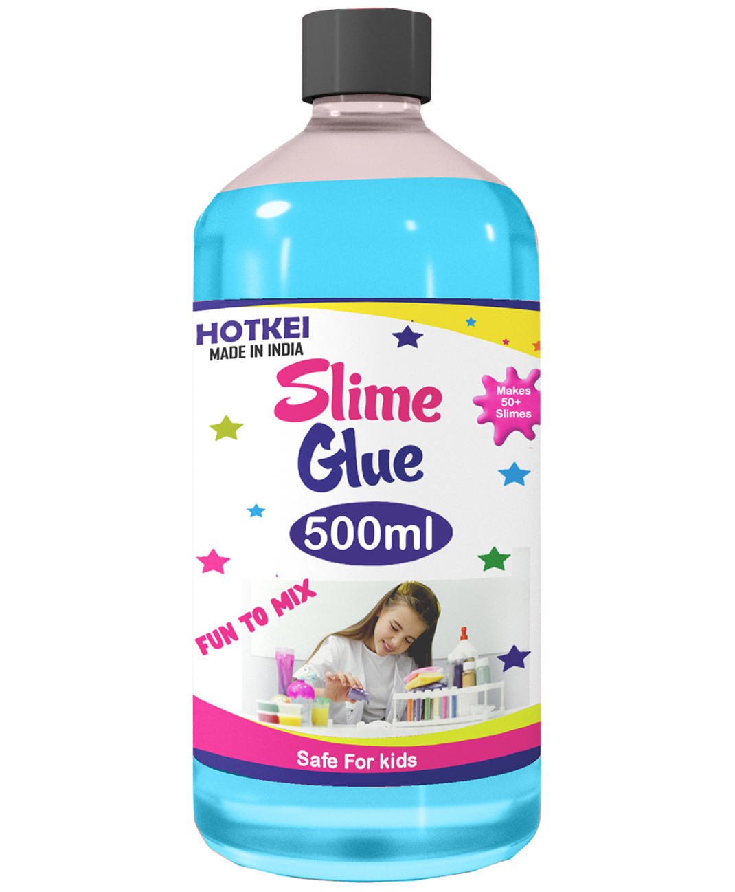 HOTKEI 500 ml Blue Slime Glue DIY Magic Jelly Putty Toy for Slime Making Maker kit Set Liquid Gel Games Birthday Gift Toys for Boys Girls Kids for Making Slime at Home 3 to 10 Years-image-4