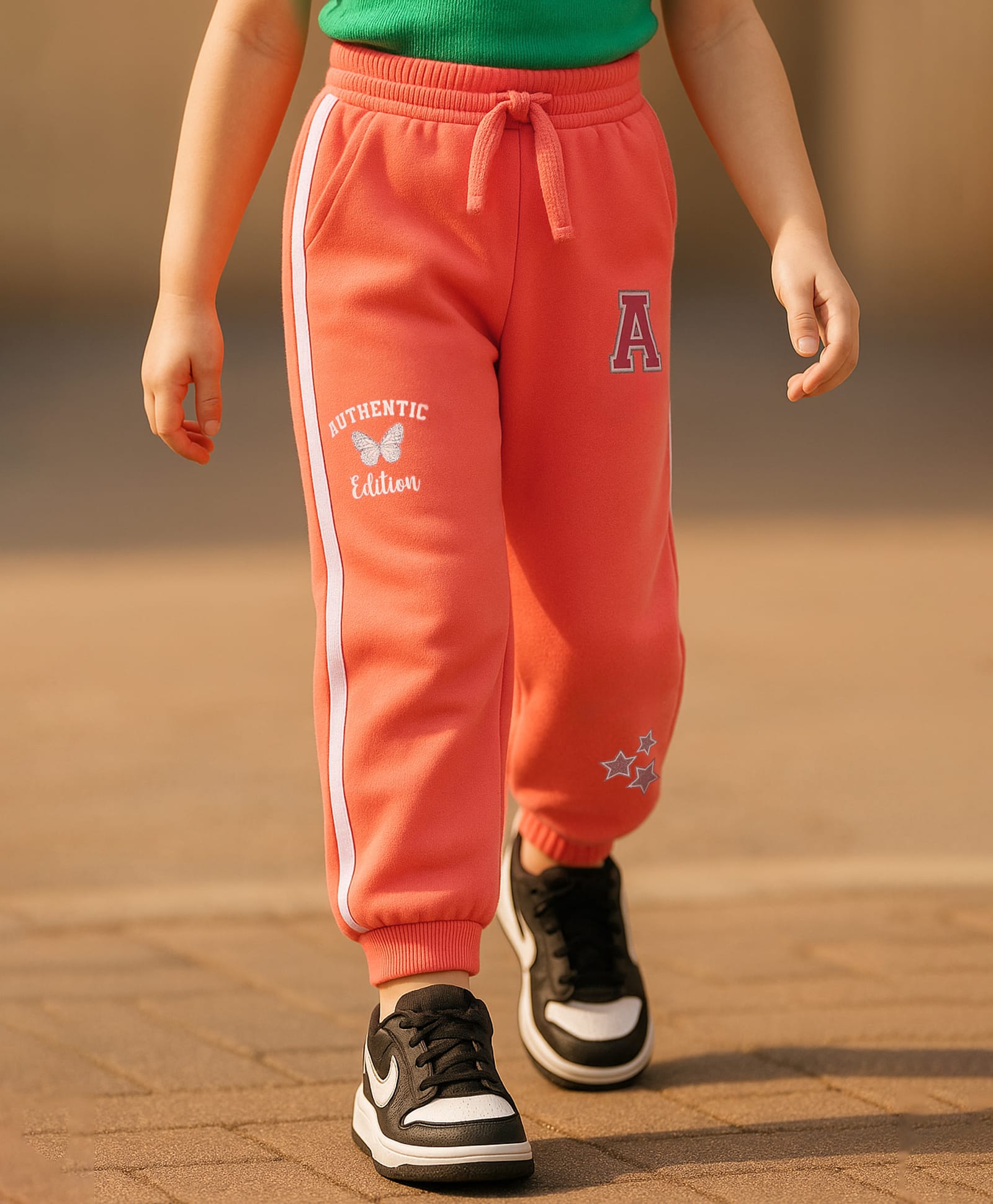 Babyhug Single Jersey Full Length Track Pants with Sport Theme Text Print - Coral-picture-23