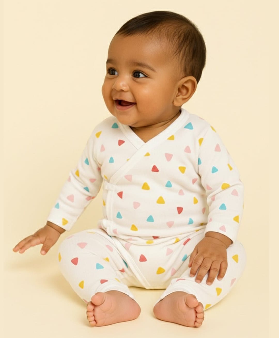 The Mom Store Cotton Full Sleeves Geometric Printed Romper - White-picture-42