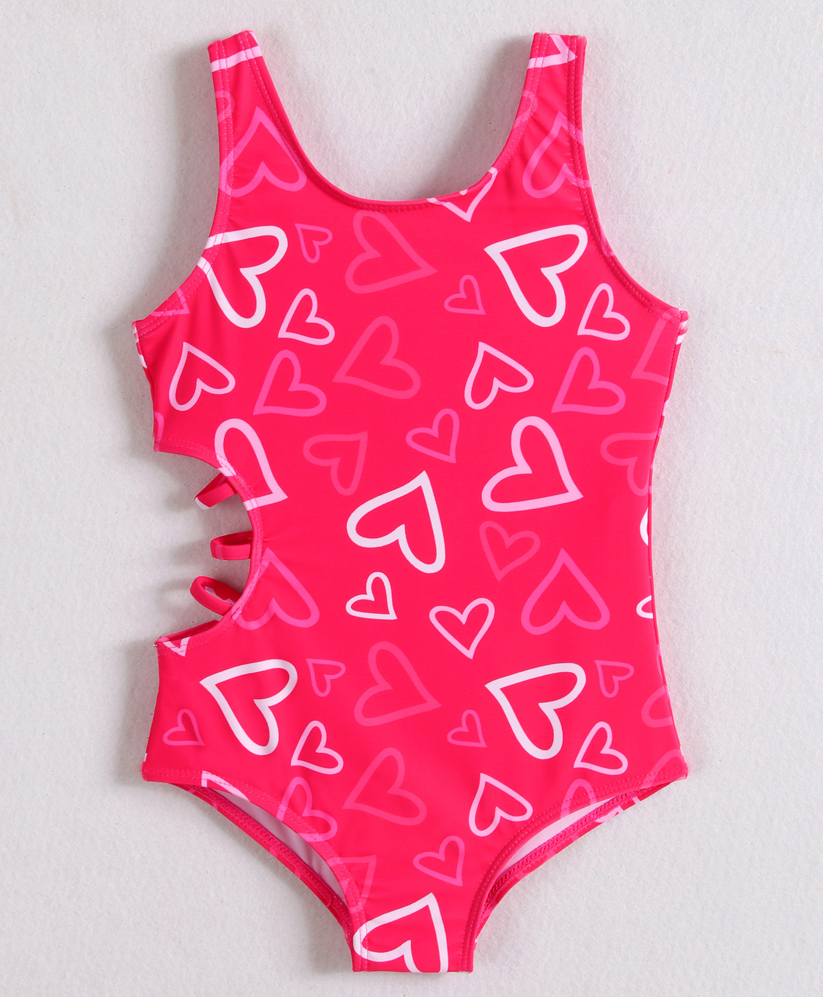 Mark & Mia Sleeveless V Cut Swimsuit with Heart Print - Fuchsia-image-32