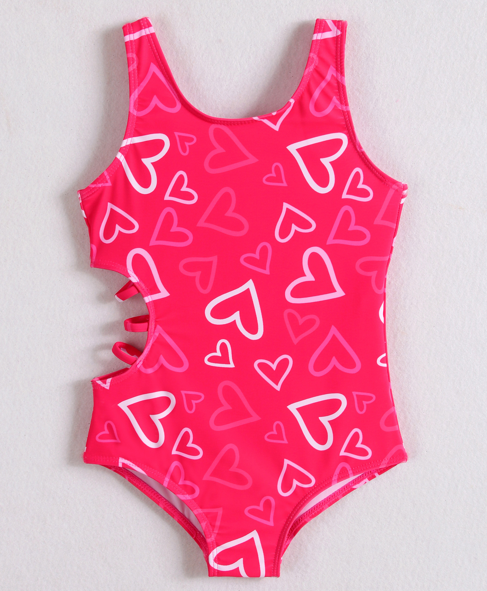 Mark & Mia Sleeveless V Cut Swimsuit with Heart Print - Fuchsia-image-35