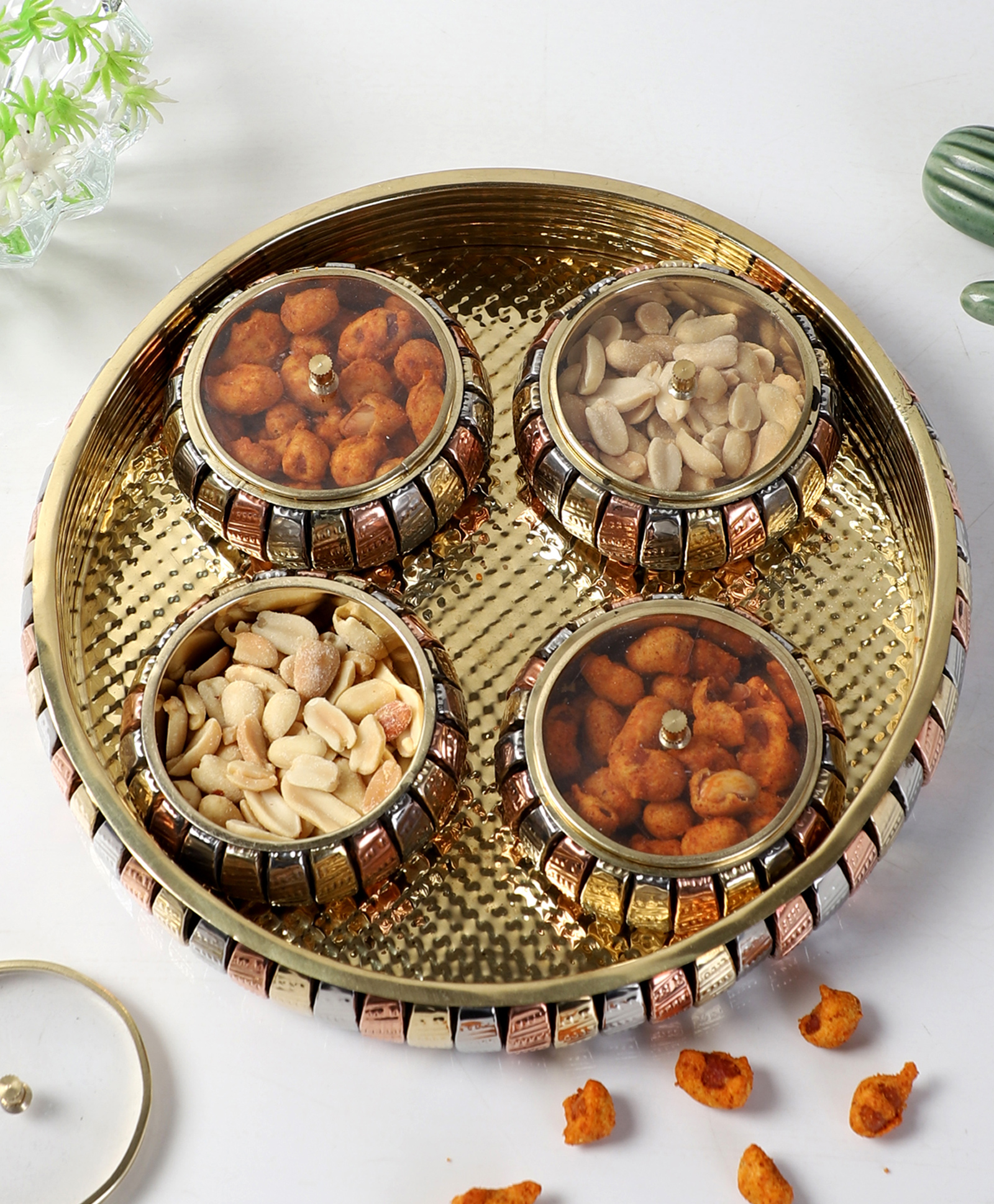 Amaya Decors Brass Basket With 4 Jars-image-20