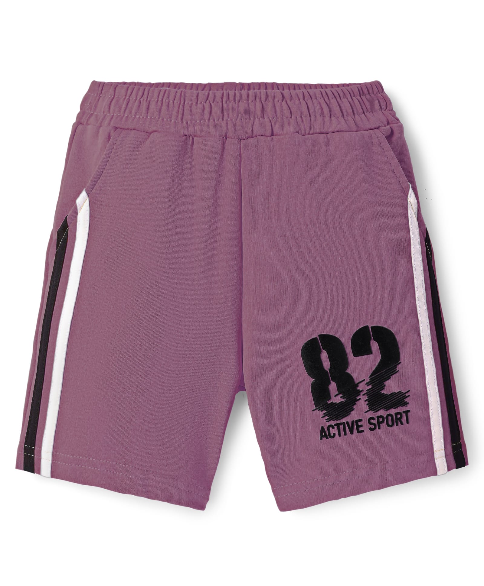 Taeko Looper Knit Knee Length Shorts With Number Print - Plum-image-35