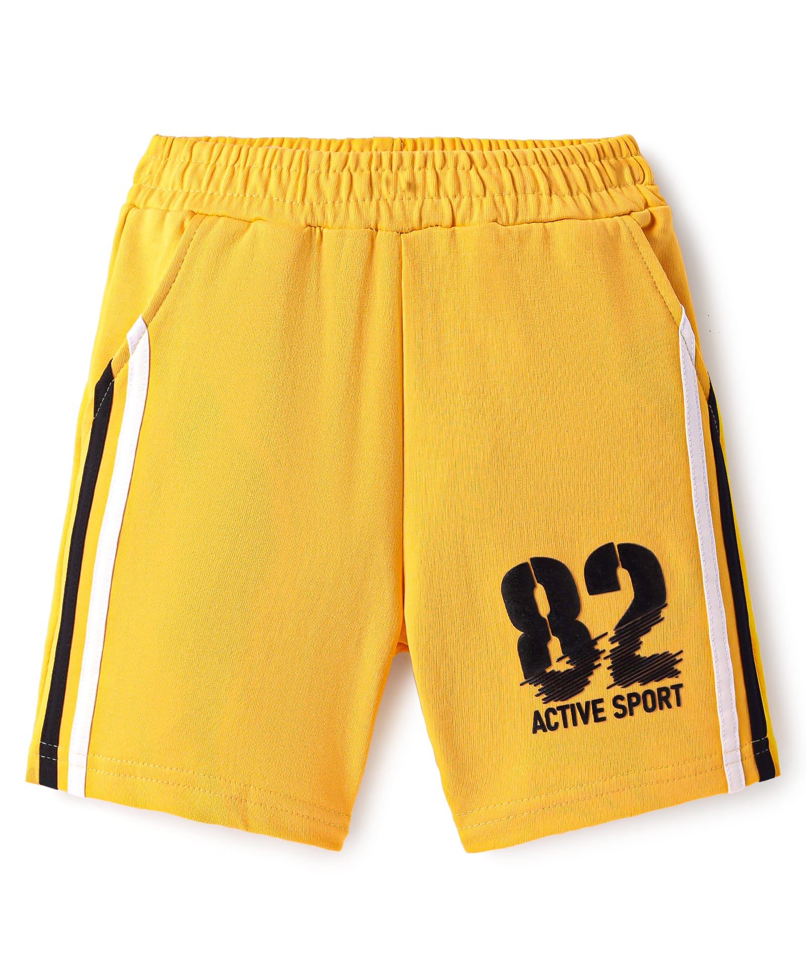 Taeko Looper Knit Knee Length Shorts With Number Print - Mustard-picture-11