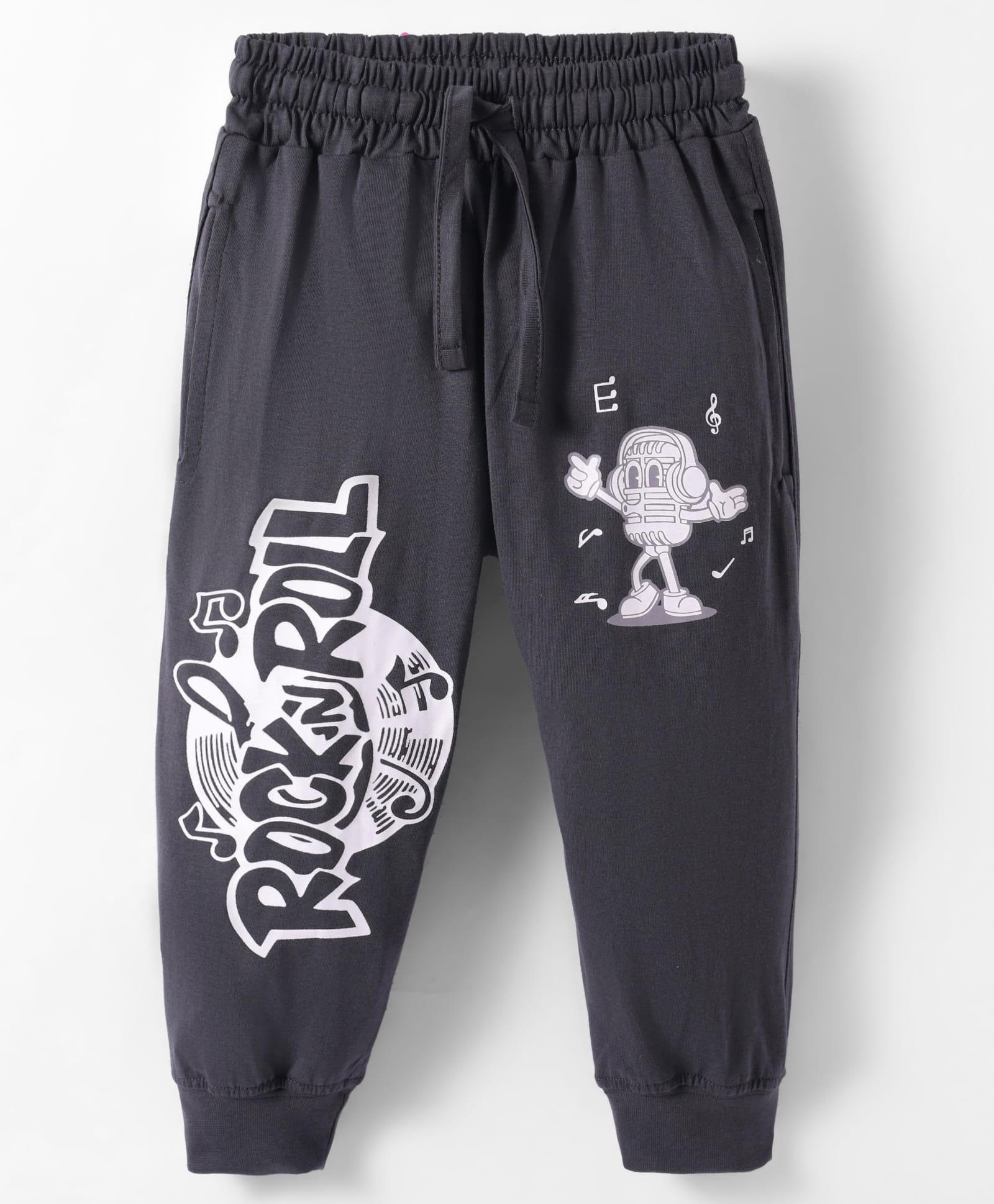 Taeko Single Jersey Knit Lounge Pants with Rock N Roll Text Print - Charcoal Grey-picture-16