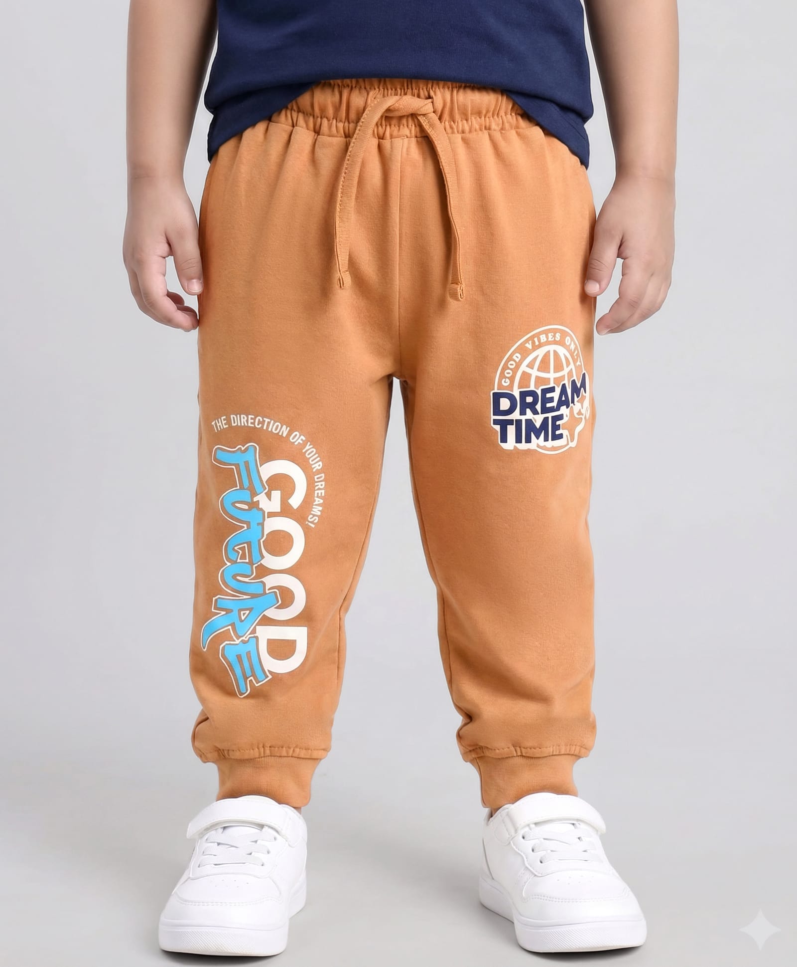 Taeko Single Jersey Knit Full Length Lounge Pants With Good Vibes Only Print - Bronze-image-45