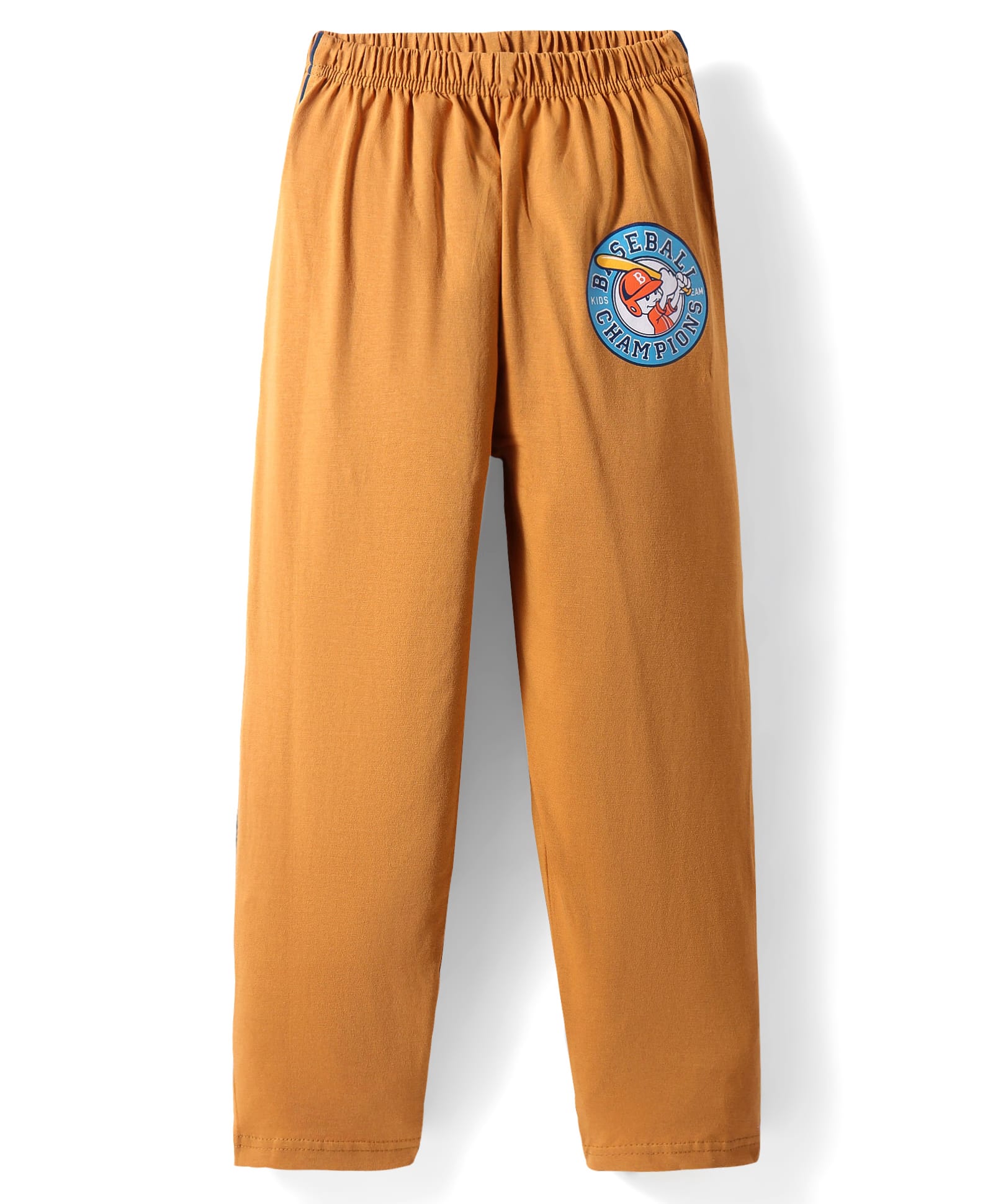 Taeko Single Jersey Knit Full Length Lounge Pants with Sport Theme Print - Mustard-picture-11