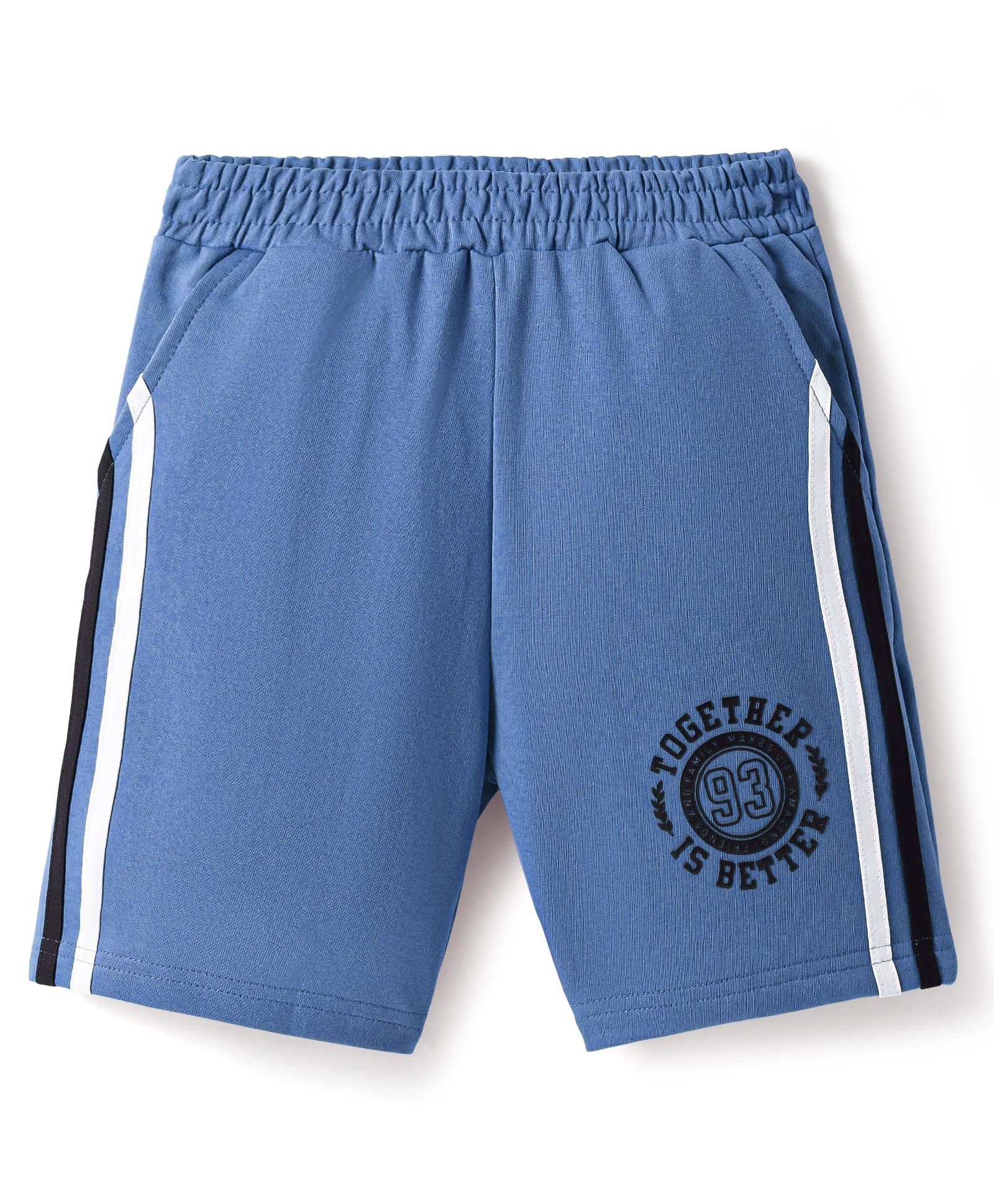 Taeko Looper Knit Knee Length Shorts With Text Print - Royal Blue-image-38