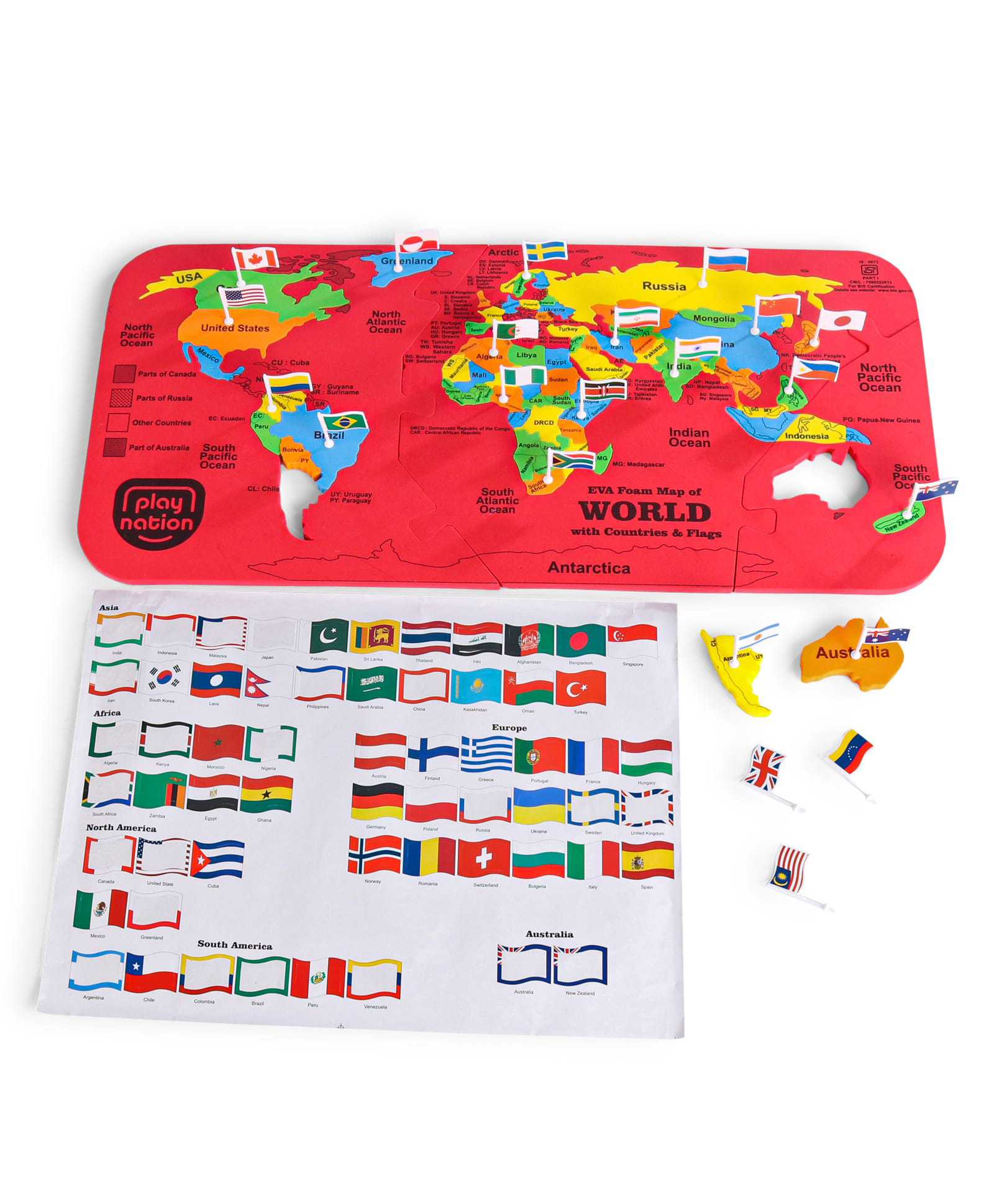 Play Nation World Map Puzzles With Country Capitals - Multicolour