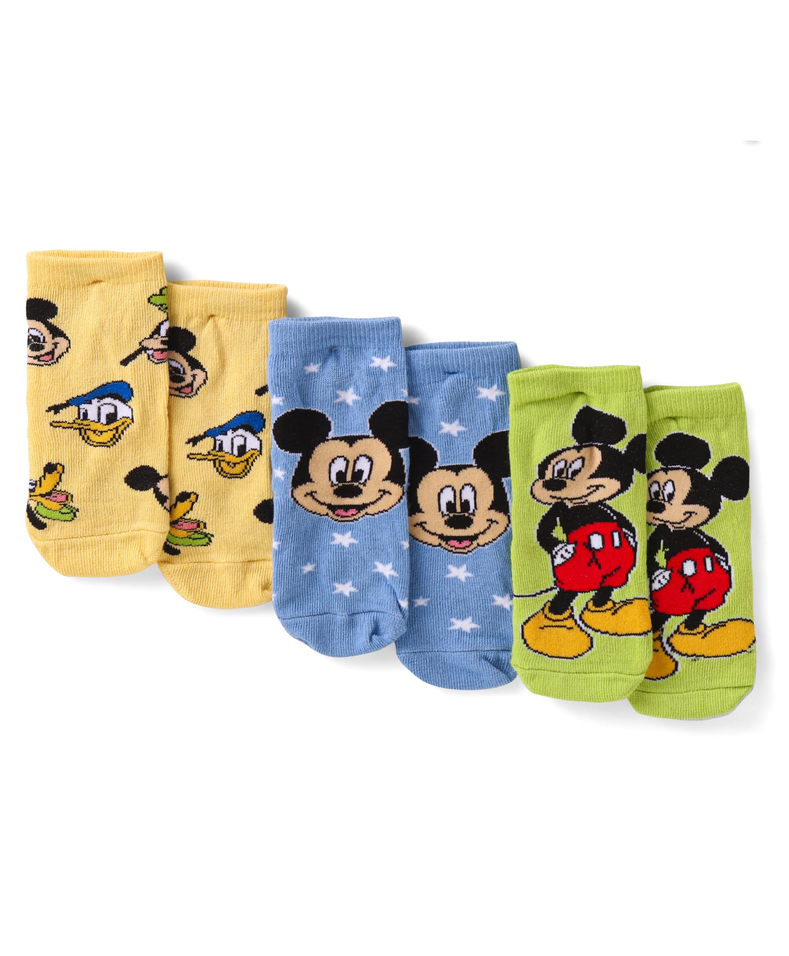 Cute Walk By Babyhug Disney Ankle Length Anti-Bacterial Socks With Mickey Mouse Graphics Pack Of 3 - Yellow Green & Blue-image-21