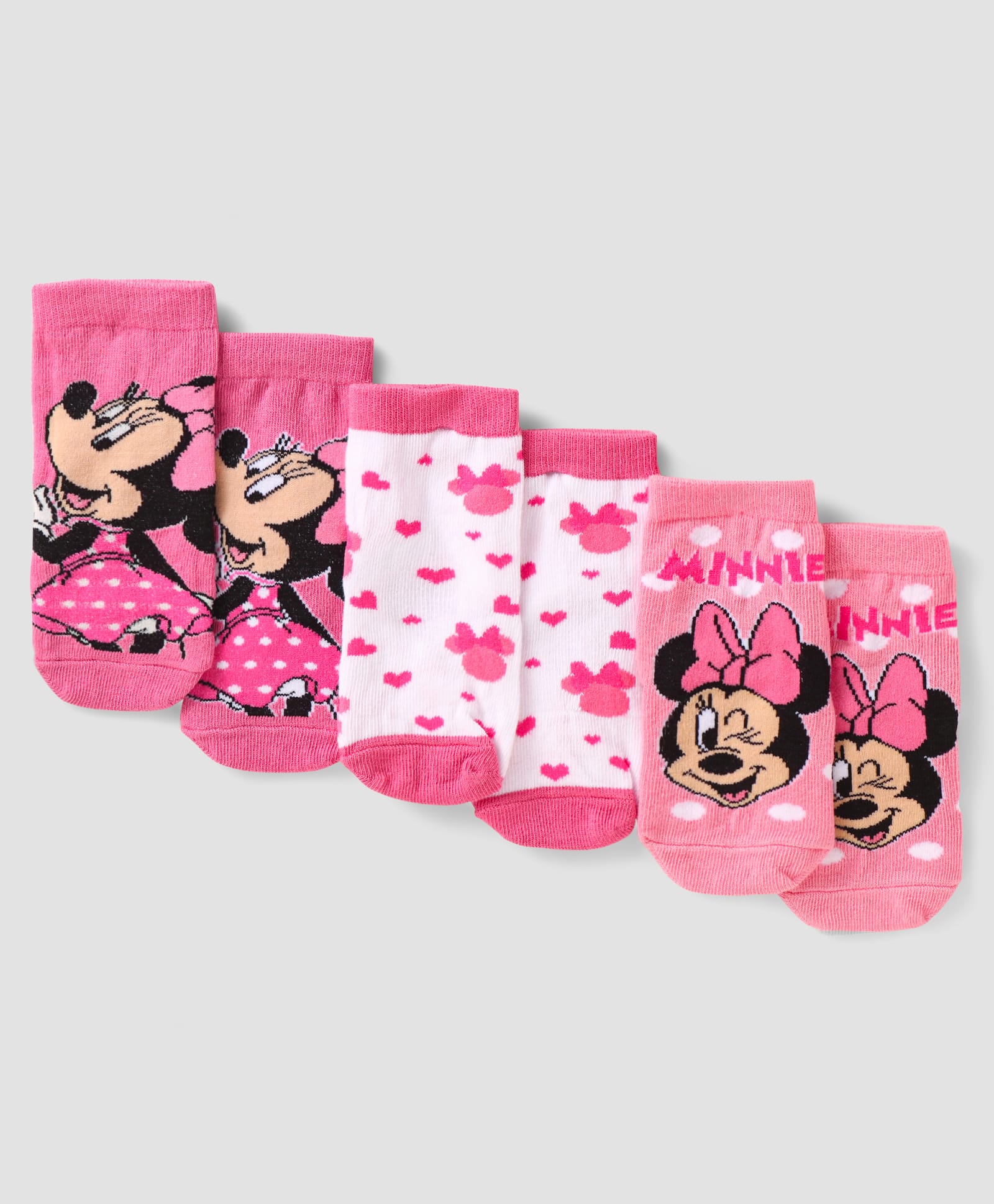 Cute Walk By Babyhug Disney Ankle Length Anti-Bacterial Socks With Minnie Mouse Graphics Pack Of 3 - Pink & White-picture-26