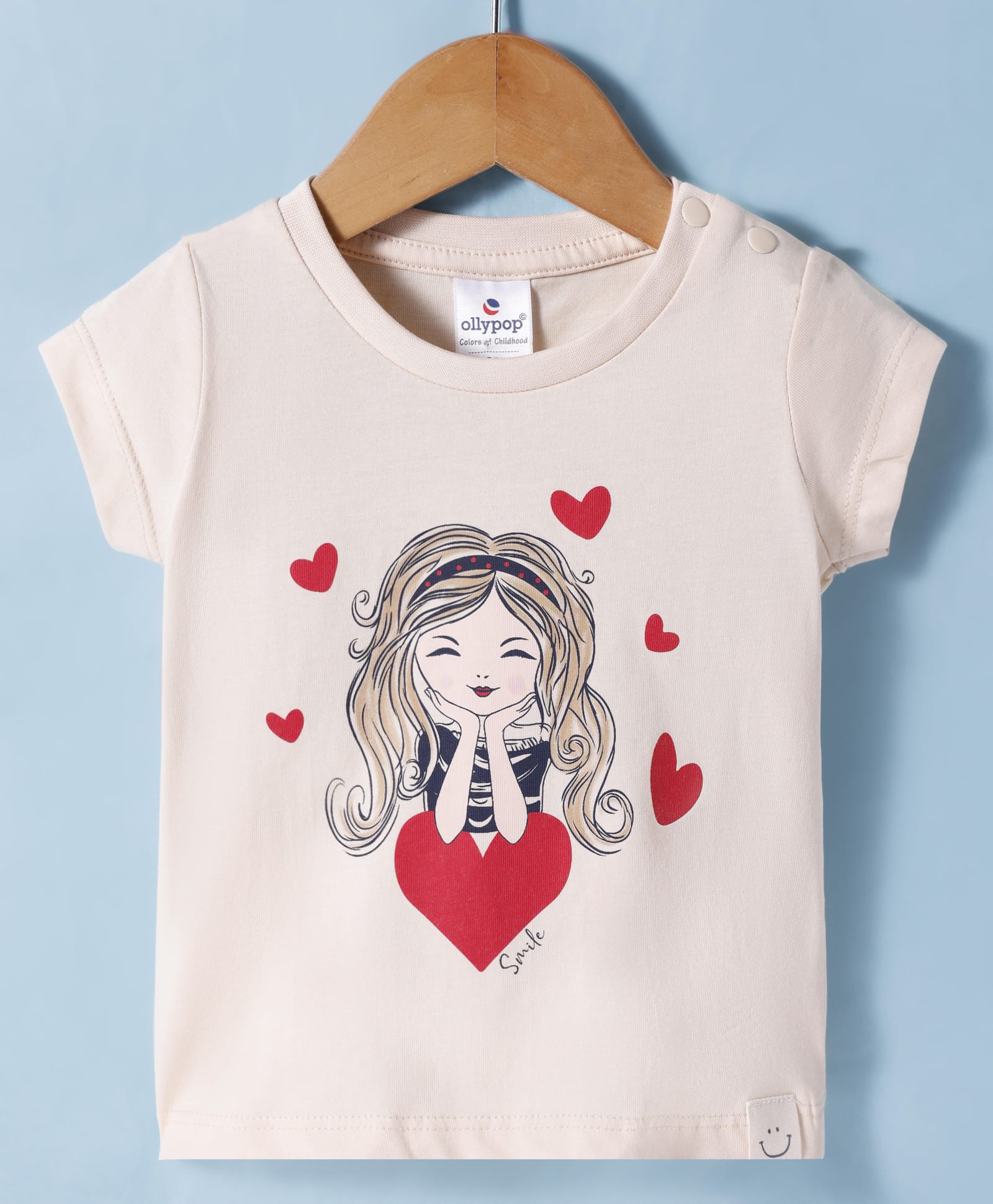 Ollypop Sinker Knit Half Sleeves T-Shirt With Girl Print - Light Pink-picture-10