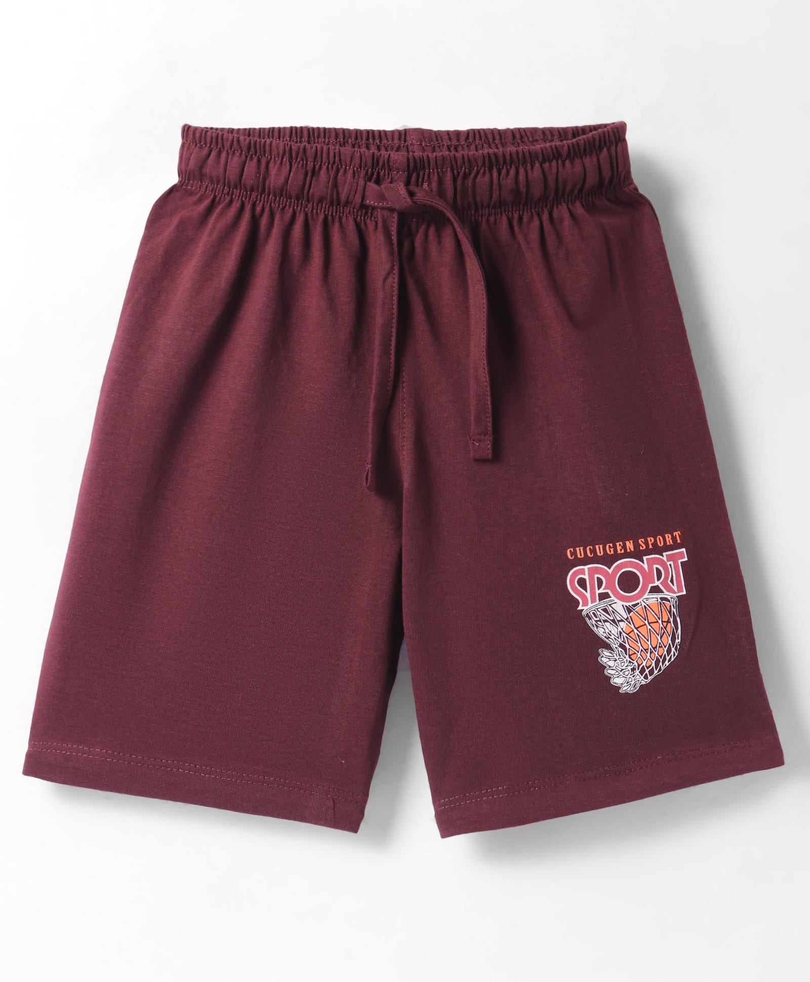 CUCUMBER Sinker Knit Above Knee Length Shorts With Basketball Print - Maroon-picture-26