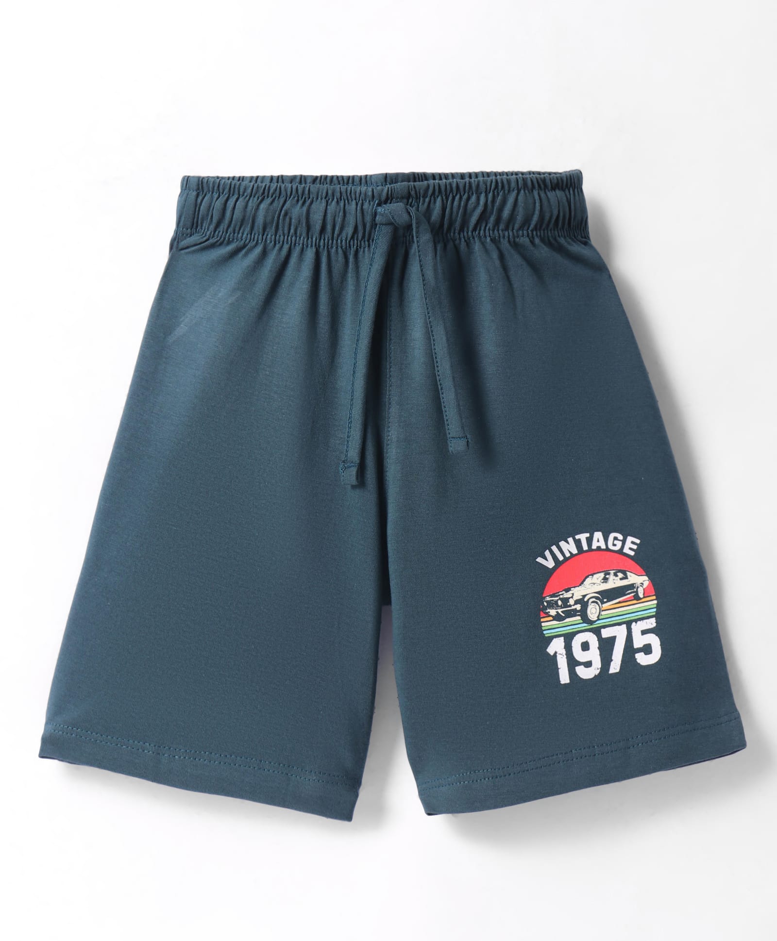 CUCUMBER Sinker Knit Above Knee Length Shorts With Text Print - Dark Green-picture-12