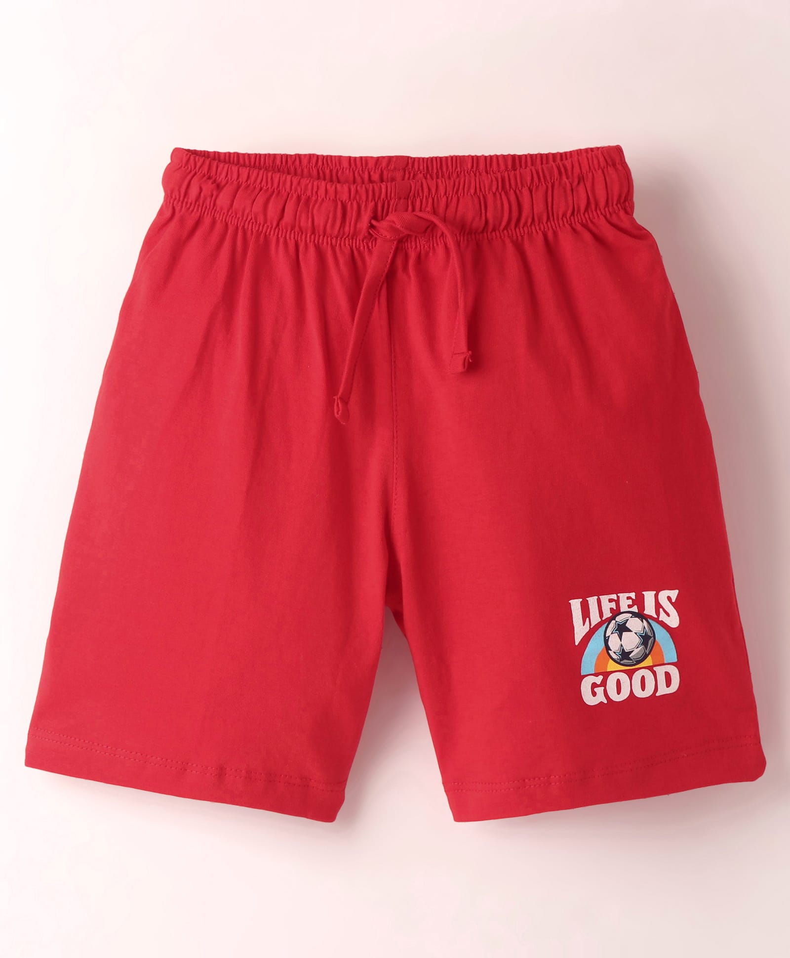 CUCUMBER Sinker Knit Above Knee Length Shorts with Text Print - Red-picture-10