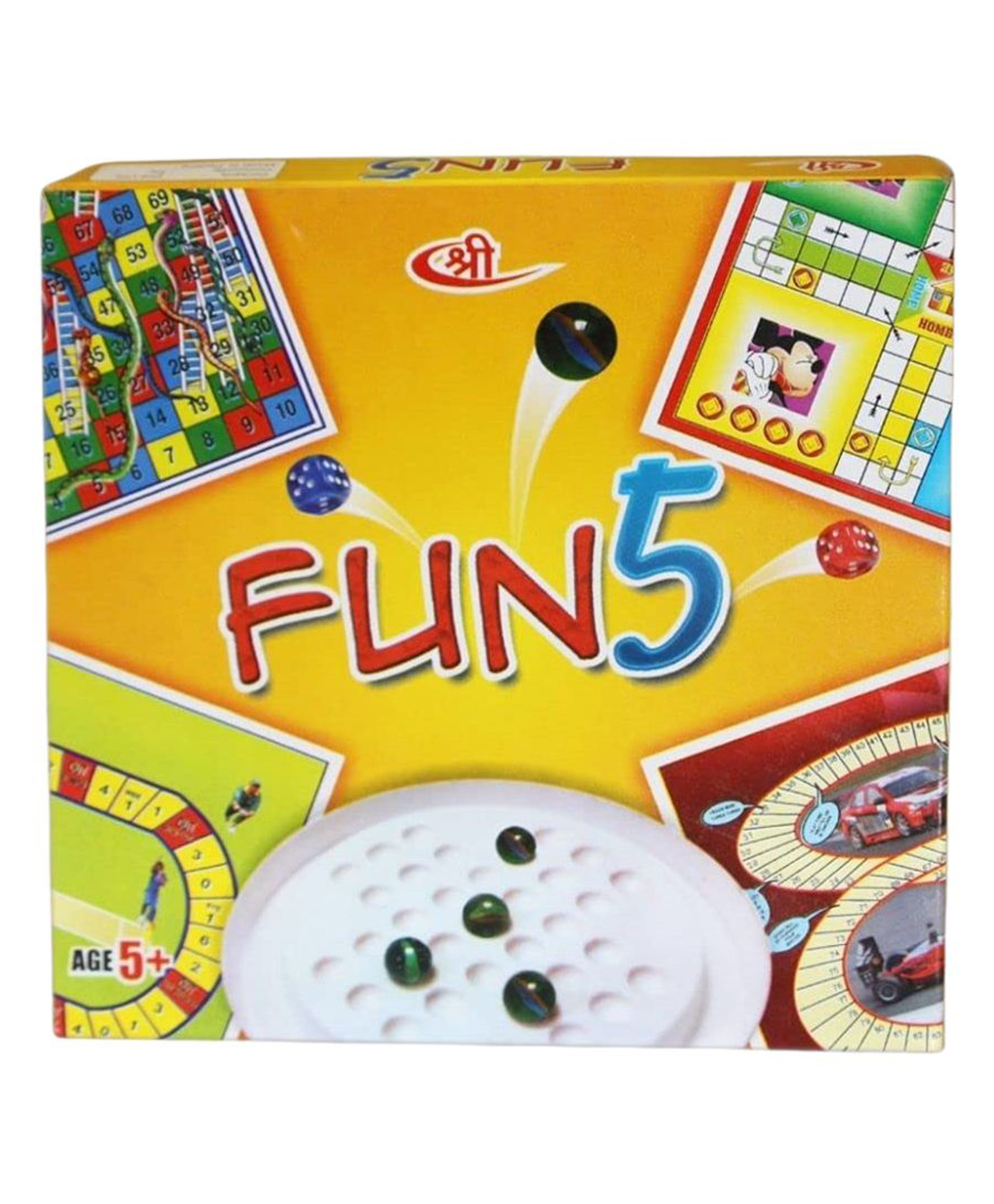 Kids Mandi Five in One Fun Board Game | Brainvita, Ludo, Snake and Ladder, Racing and Cricket Board Games Set for Kids and Family | 2-4 Players - Age 5 Years and Above