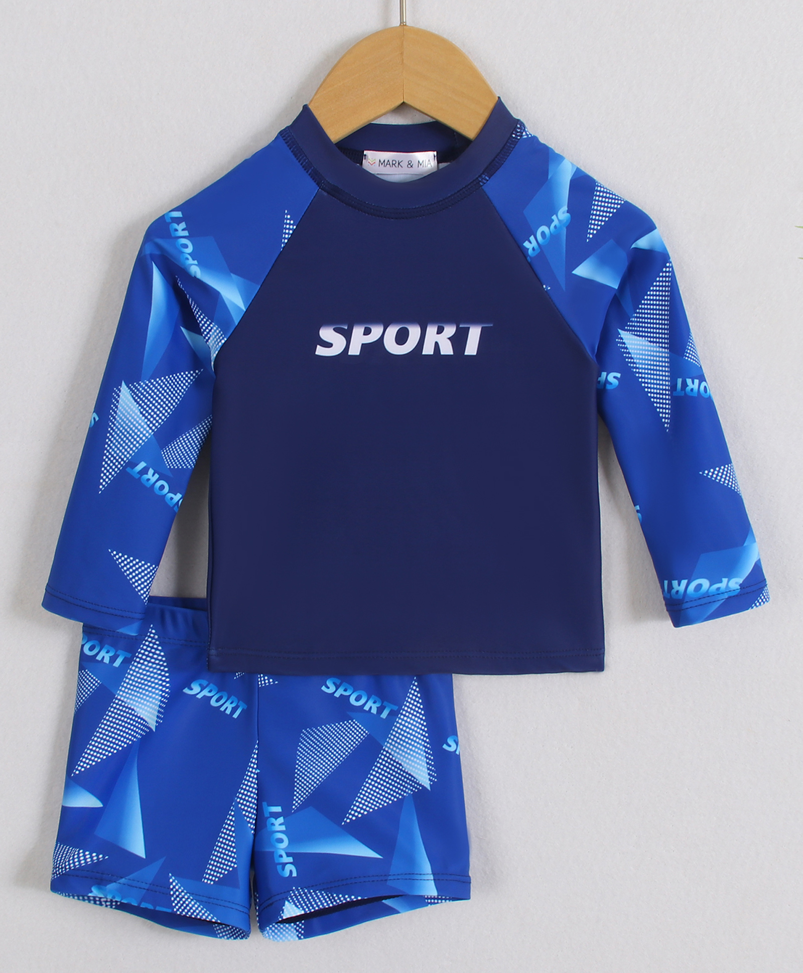 Mark & Mia Full Raglan Sleeves Printed Two Piece Swimsuit - Navy Blue-image-41