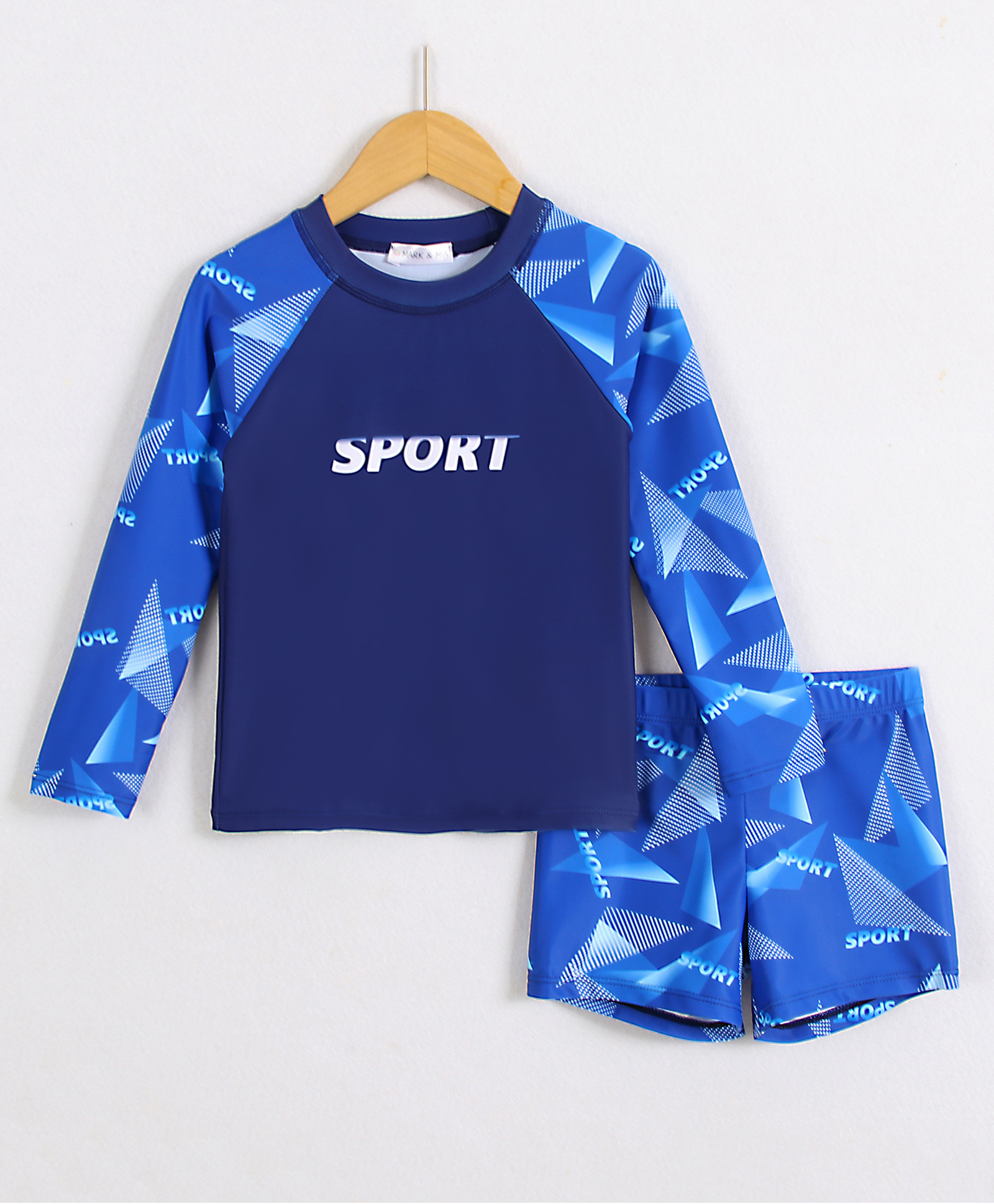 Mark & Mia Full Raglan Sleeves Printed Two Piece Swimsuit - Navy Blue-picture-26