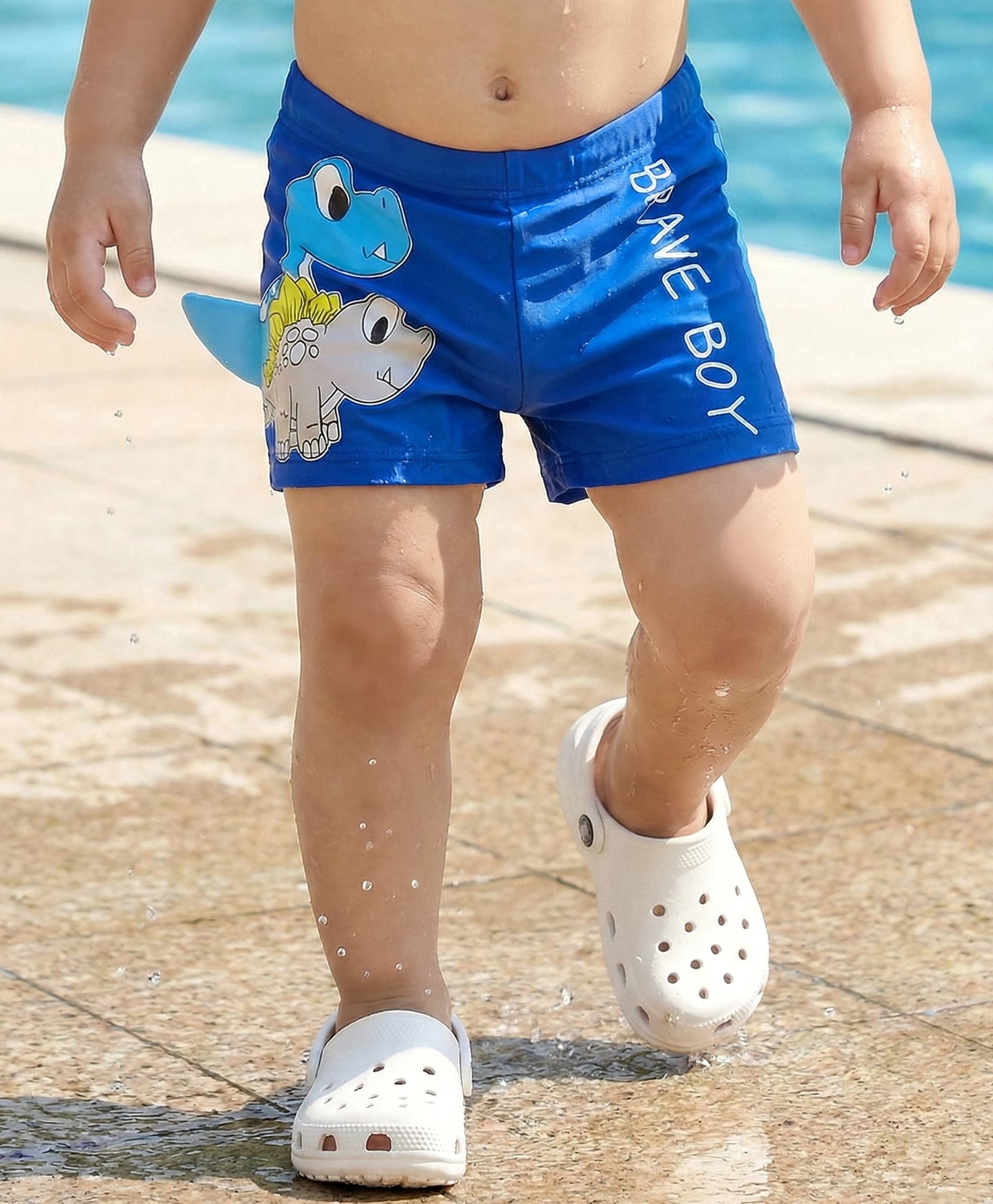 Babyhug Swimming Trunk with Dino Print - Blue-image-9