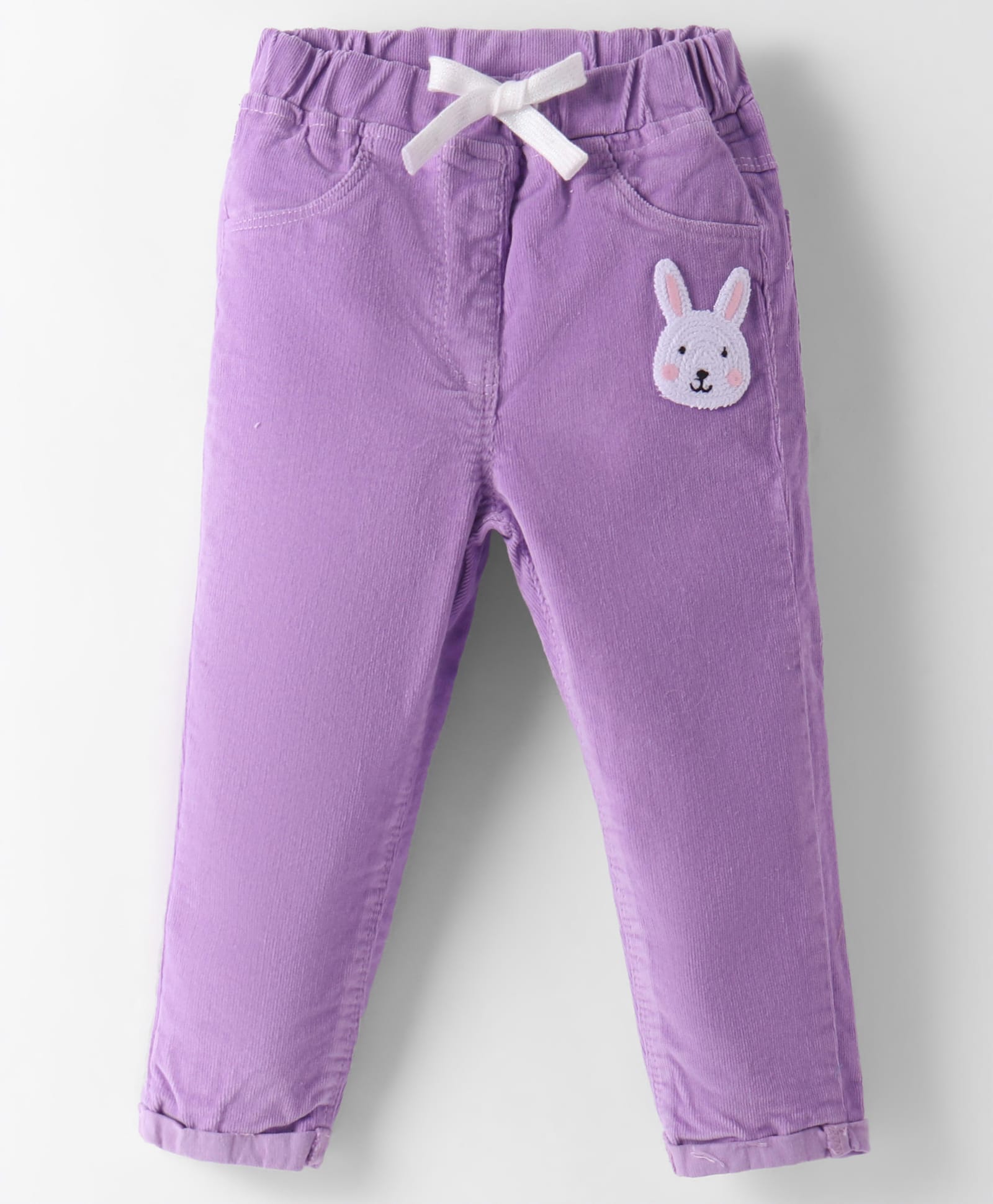Little Kangaroos Textile Woven Full Length Jeans With Bunny Applique - Purple-image-49