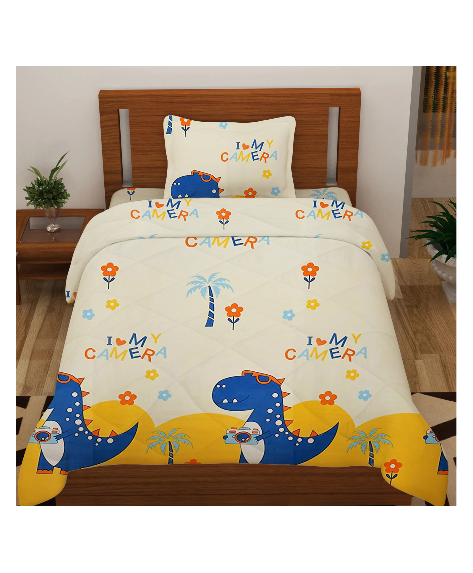 Filymore Single Bed Cartoon Printed 3-Piece Kids Bedding Set | Dohar for Kid Boys & Girls | Glace Cotton Soft Children Bedding Set | Summer & Winter Blankets (60x90 Inches)-image-3