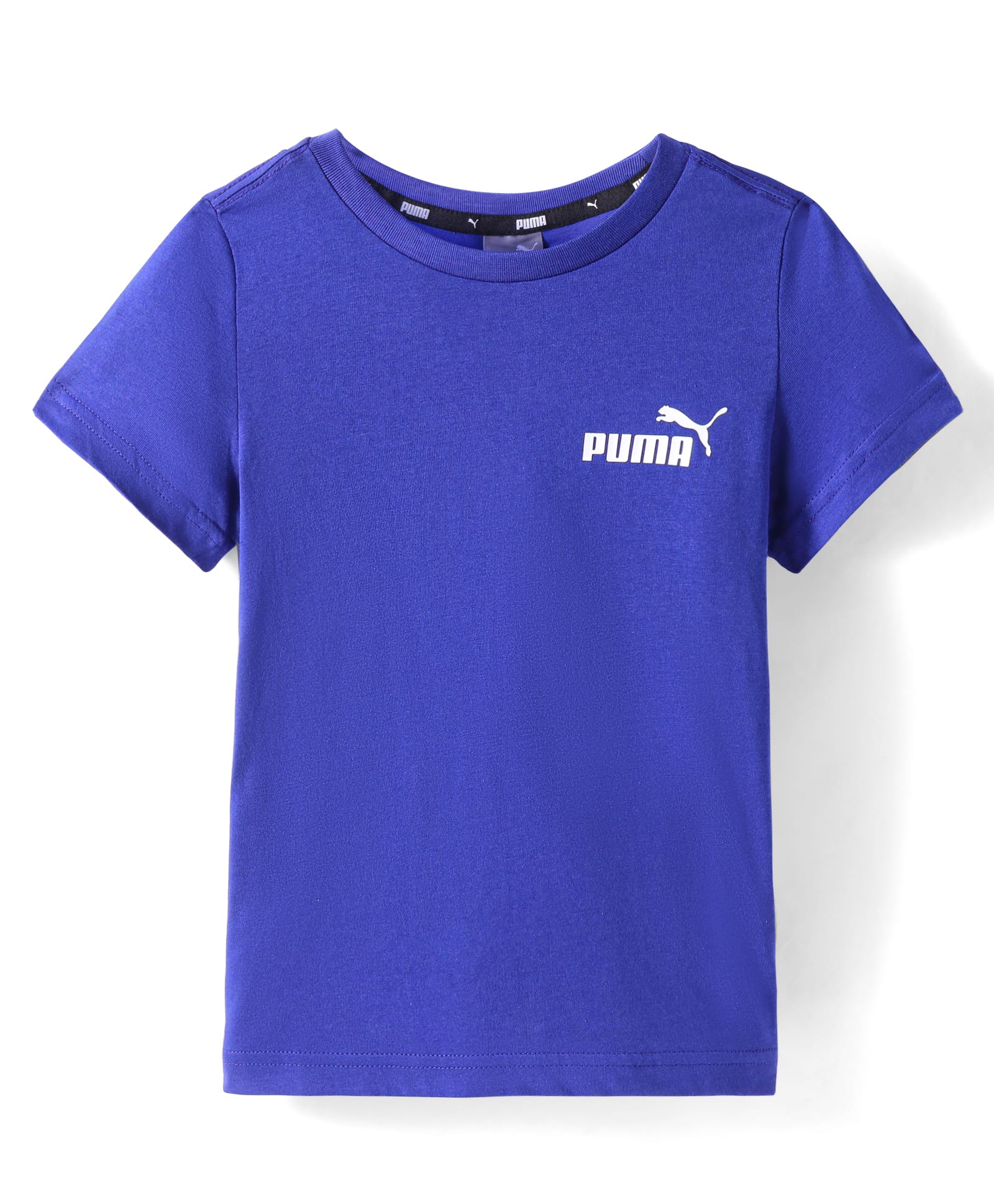 PUMA Cotton Knit Half Sleeves T-Shirt with Brand Logo Print - Blue-picture-25