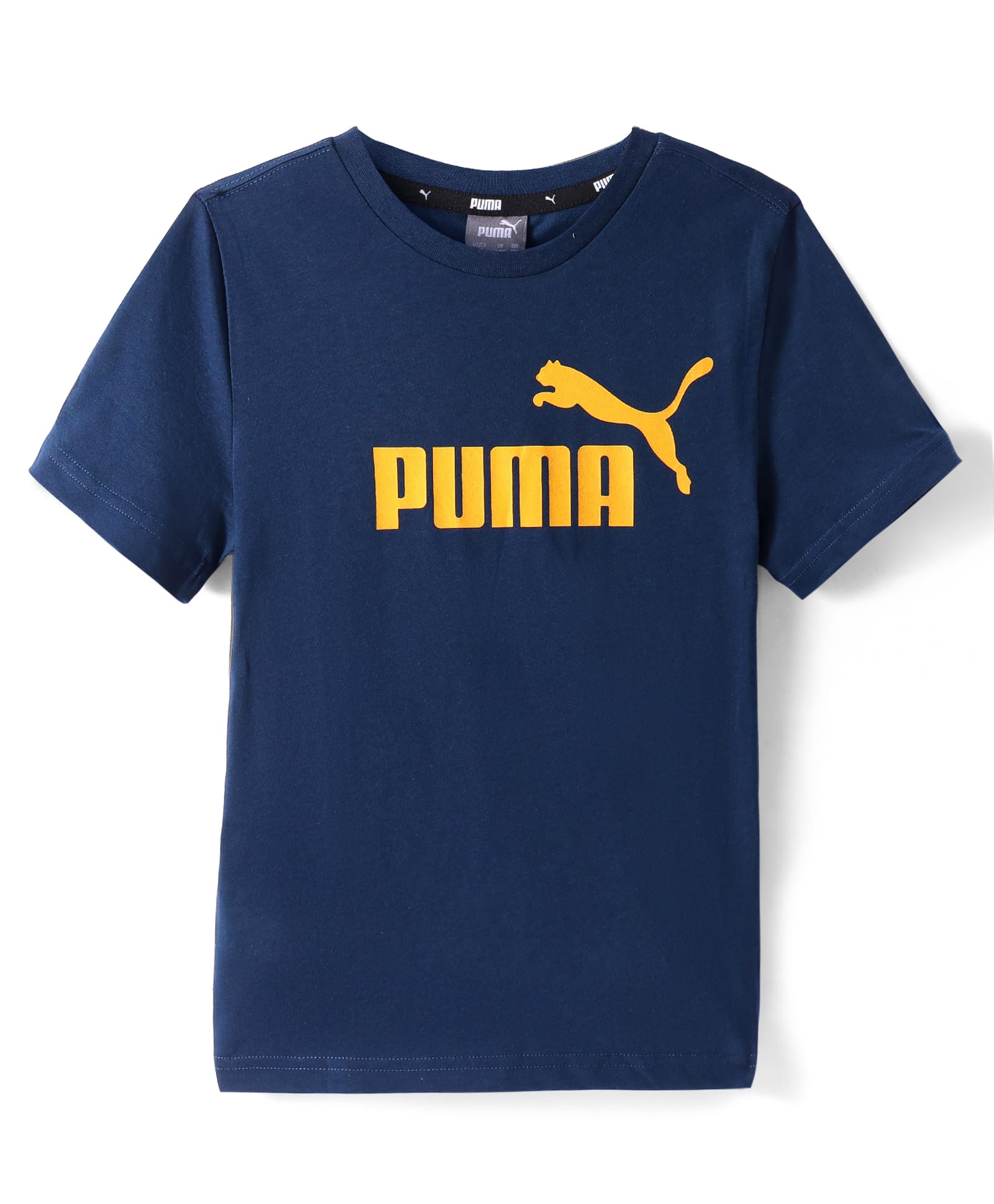 PUMA Cotton Knit Half Sleeves T-Shirt with Brand Logo Print - Blue-picture-24