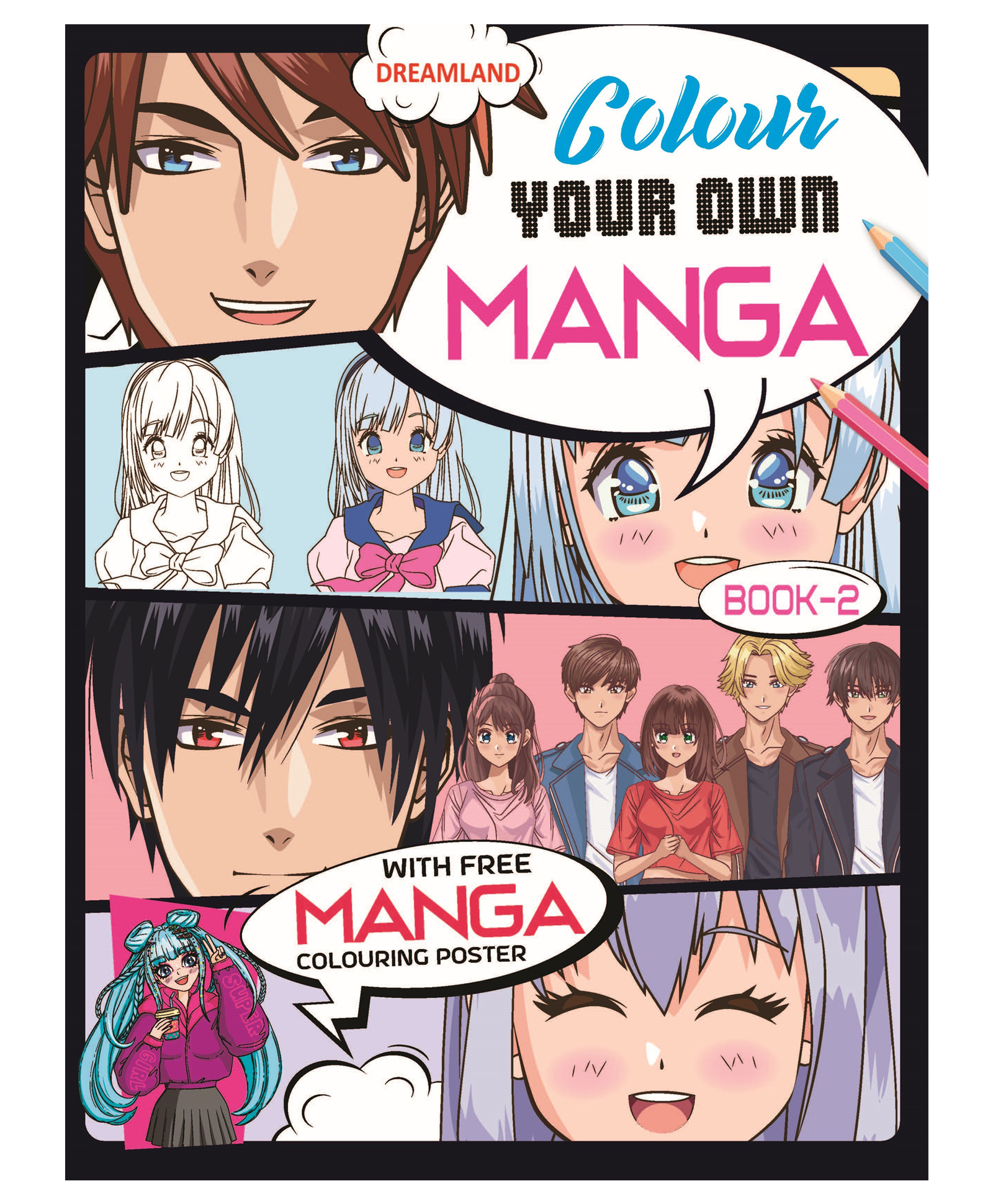 dreamland publications Colour Your Own Manga Book 2 with Manga Colouring Poster for Kids Age 4+-picture-39