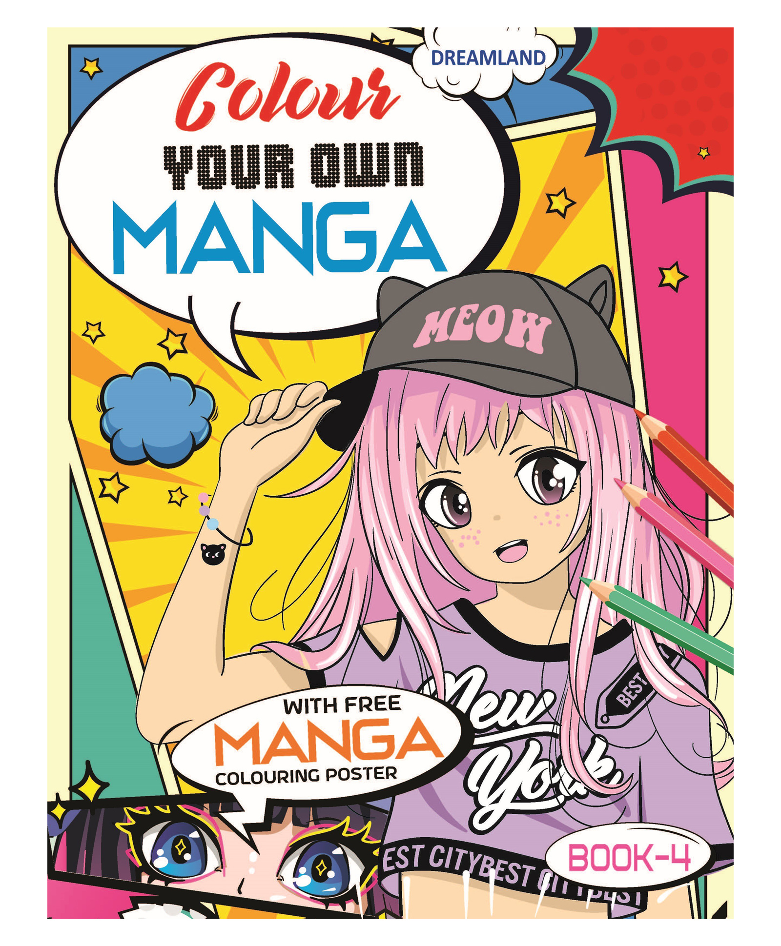 dreamland publications Colour Your Own Manga Book 4 with Manga Colouring Poster for Kids Age 4+-picture-36