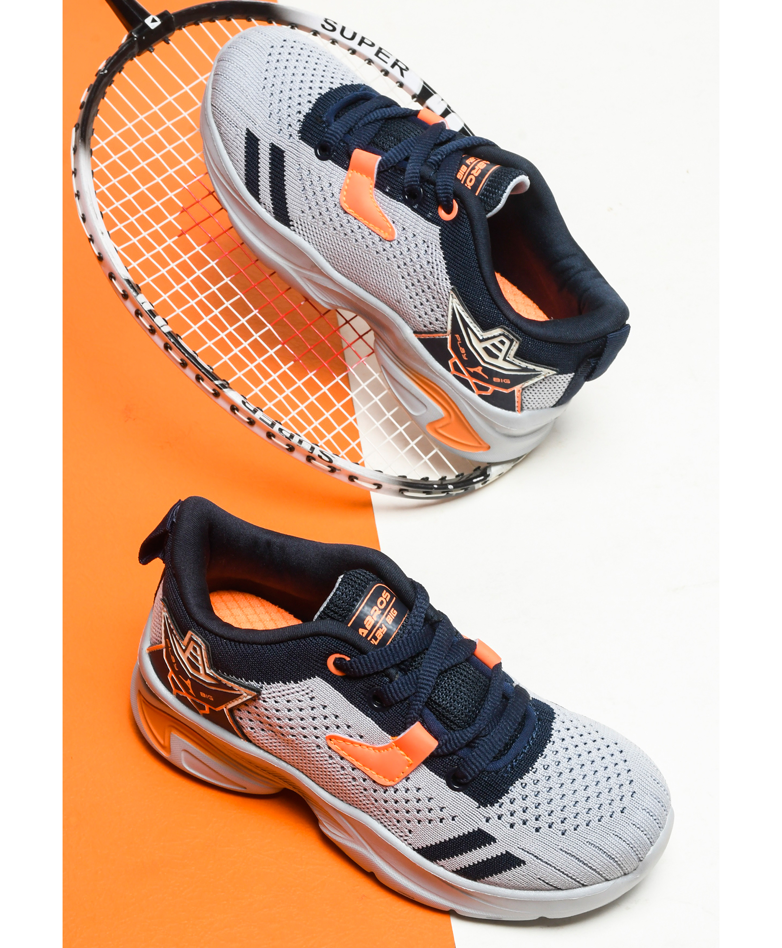 ABROS Play Big Text Designed Lace Up Shoes - Grey & Navy Blue-picture-13