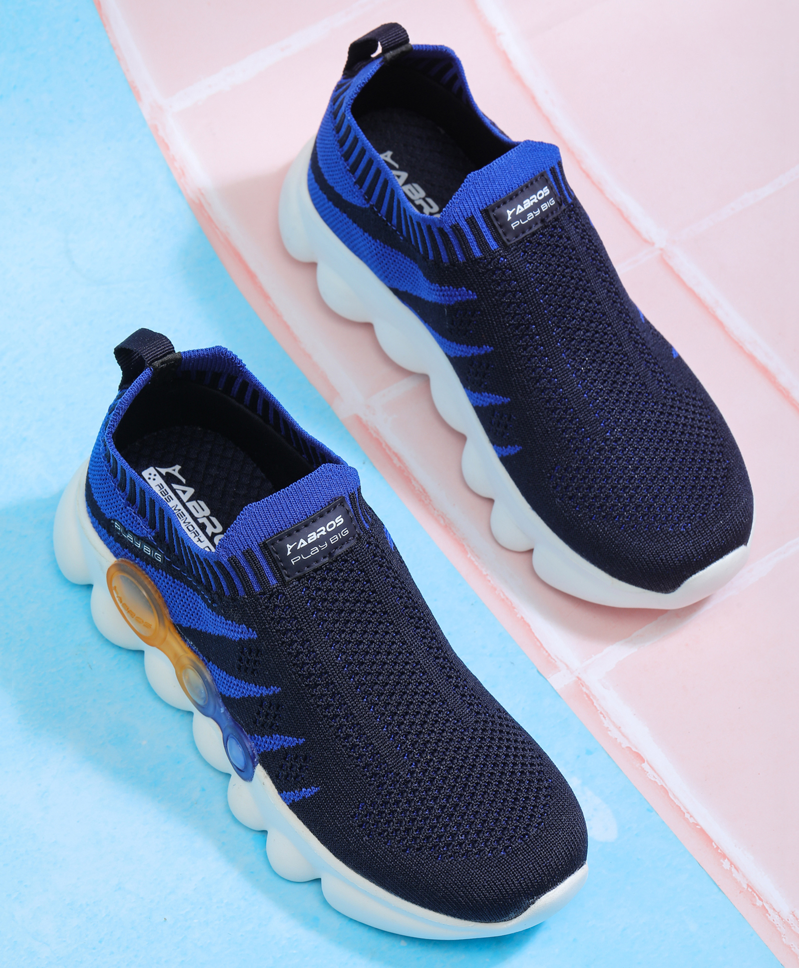 ABROS Play Big Text Patch Detailed Slip On Shoes - Blue-image-37