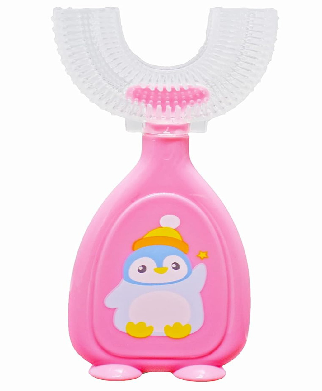 THE LITTLE LOOKERS 360° U-Shaped Toothbrush with Food Grade Silicone Head | Soft Bristles & Easy Grip Ideal for Babies & Kids (Pack of 1, Pink)-picture-13