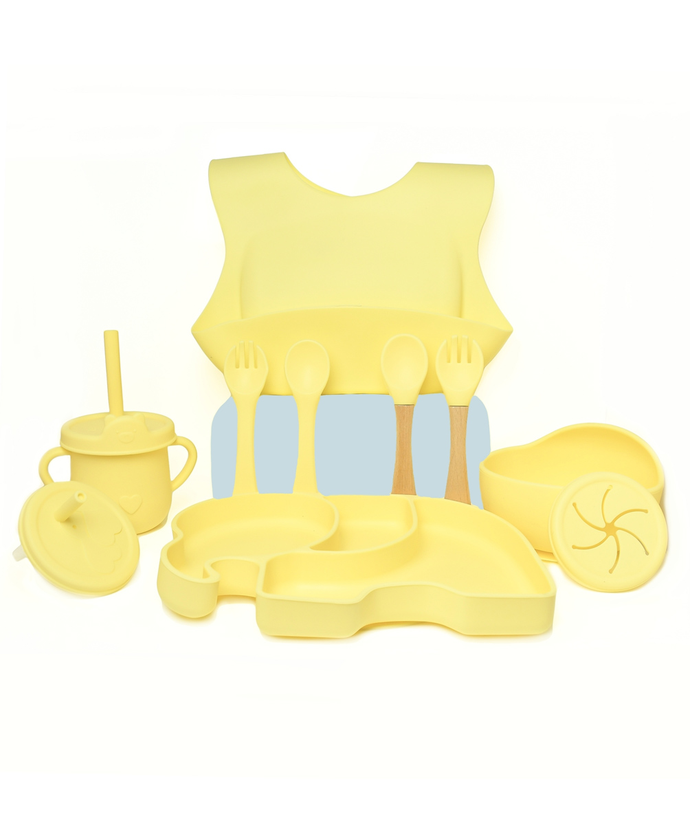 THE LITTLE LOOKERS Baby Feeding Set I 11 Piece Baby Dining Set I Baby Bowl and Spoon Set, Bib, Snack/Sipper Cup - Yellow-picture-13