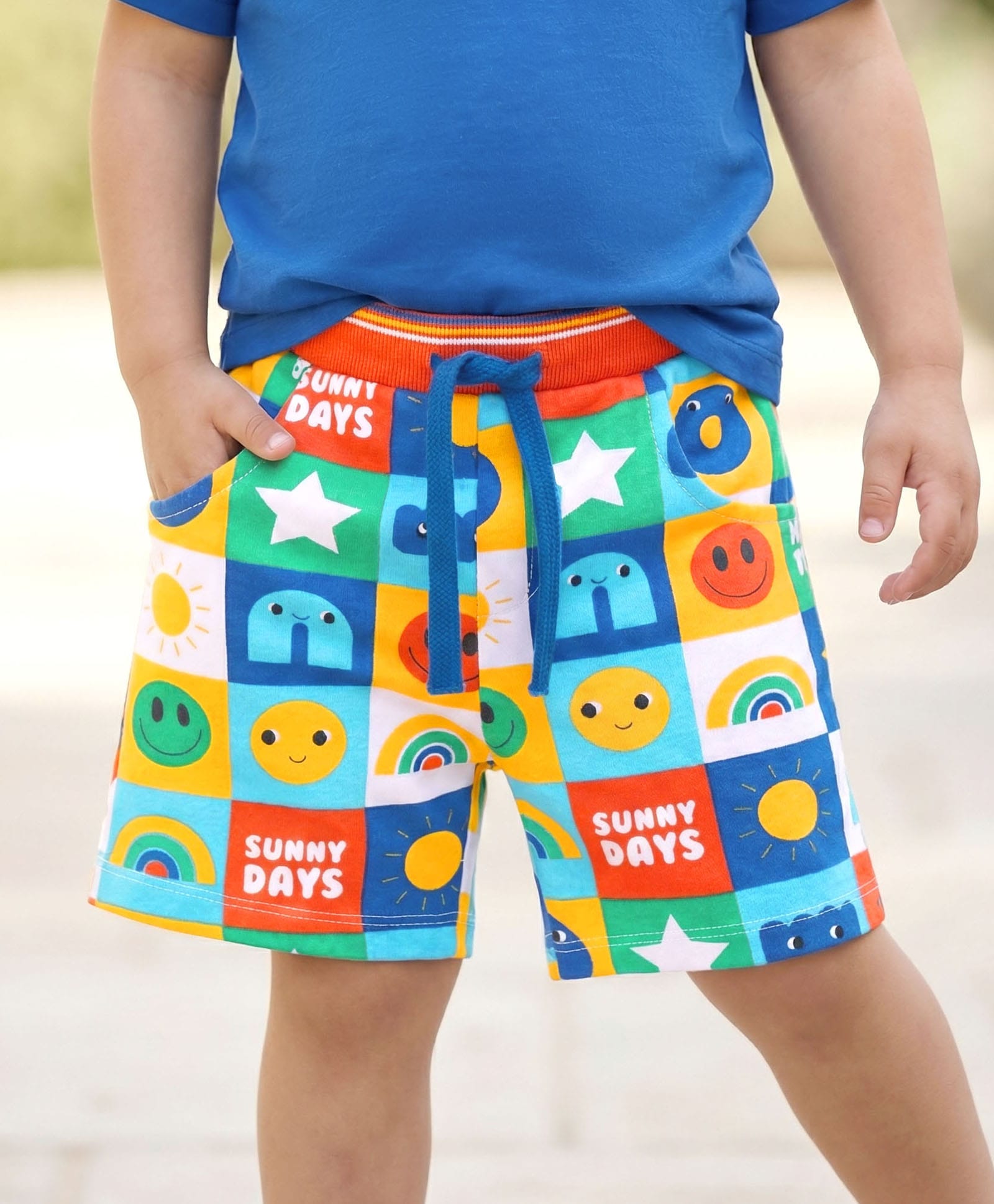 Babyhug Terry Knit Mid Thigh Smiley Printed Shorts - Multicolor-image-42
