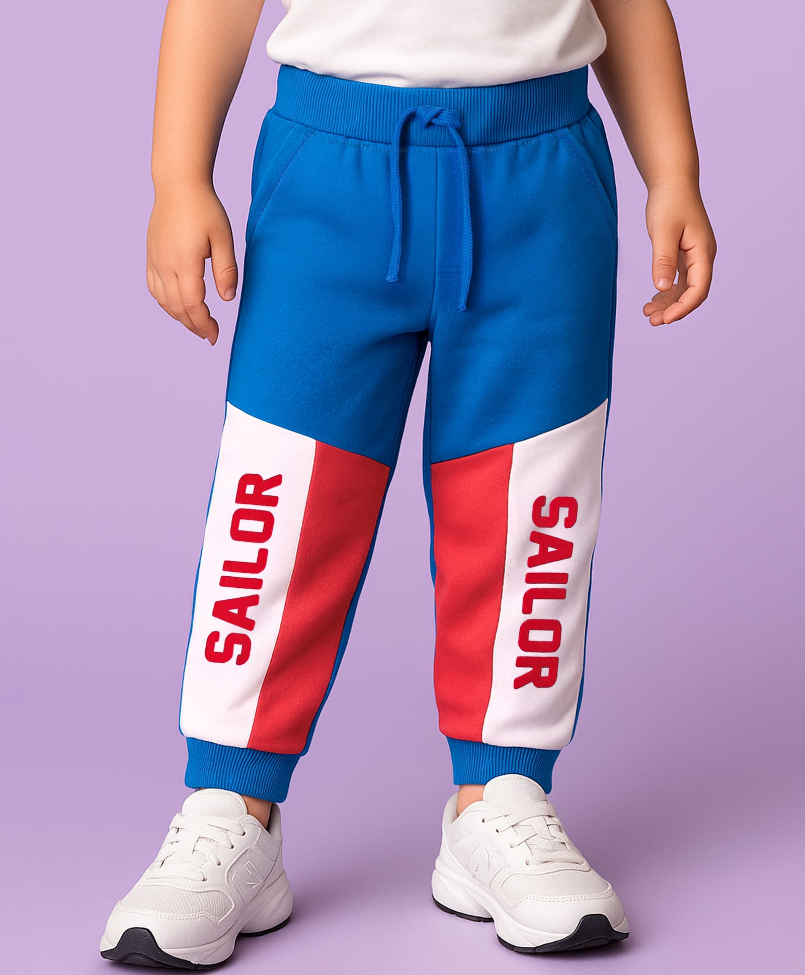 Babyhug Cotton Terry Knit Full Length Cut & Sew Lounge Pant with Sailor Print - Blue-image-34