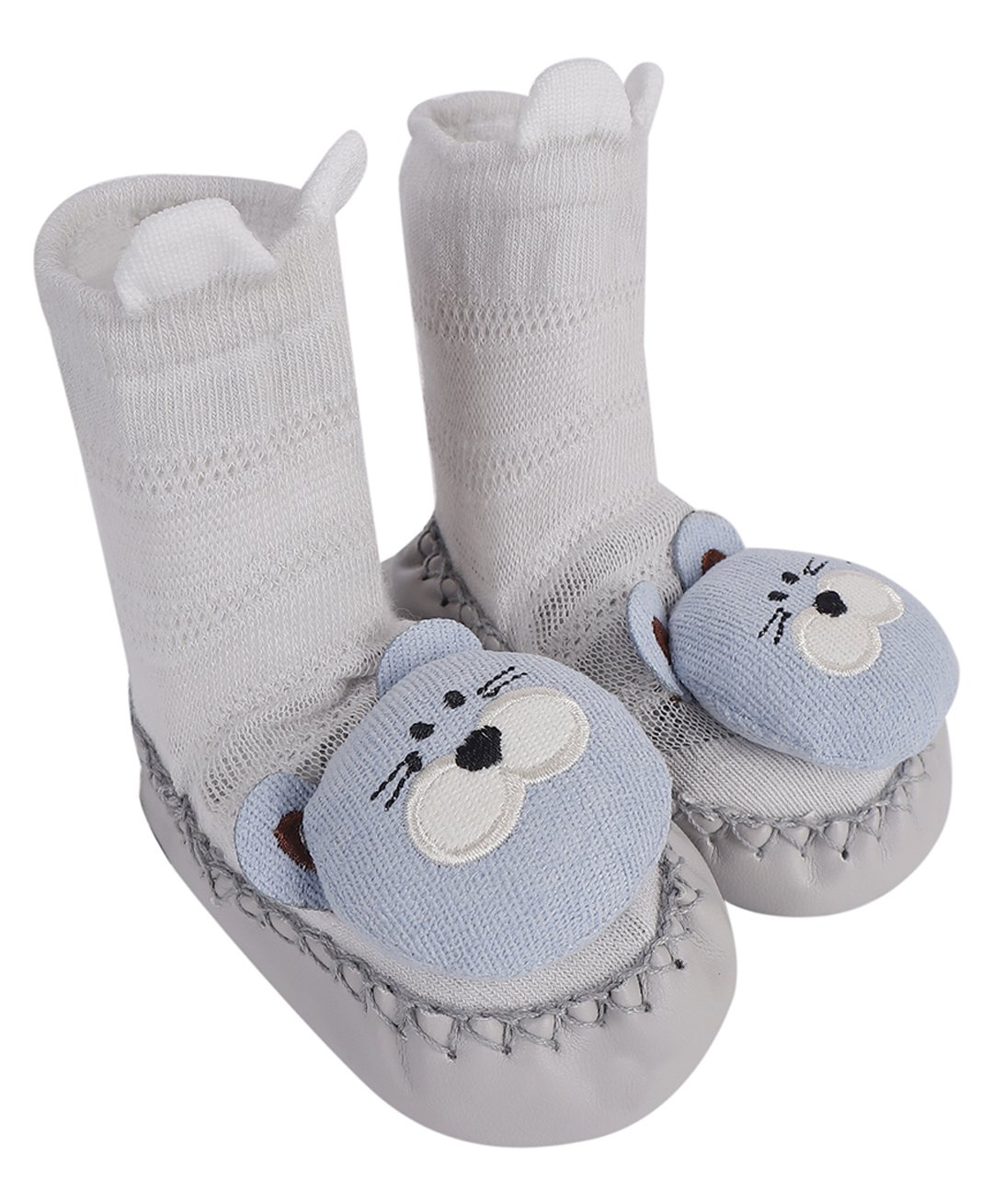 Kidofash Cotton Animal Applique Detailed Sock Shoes - Grey-picture-12