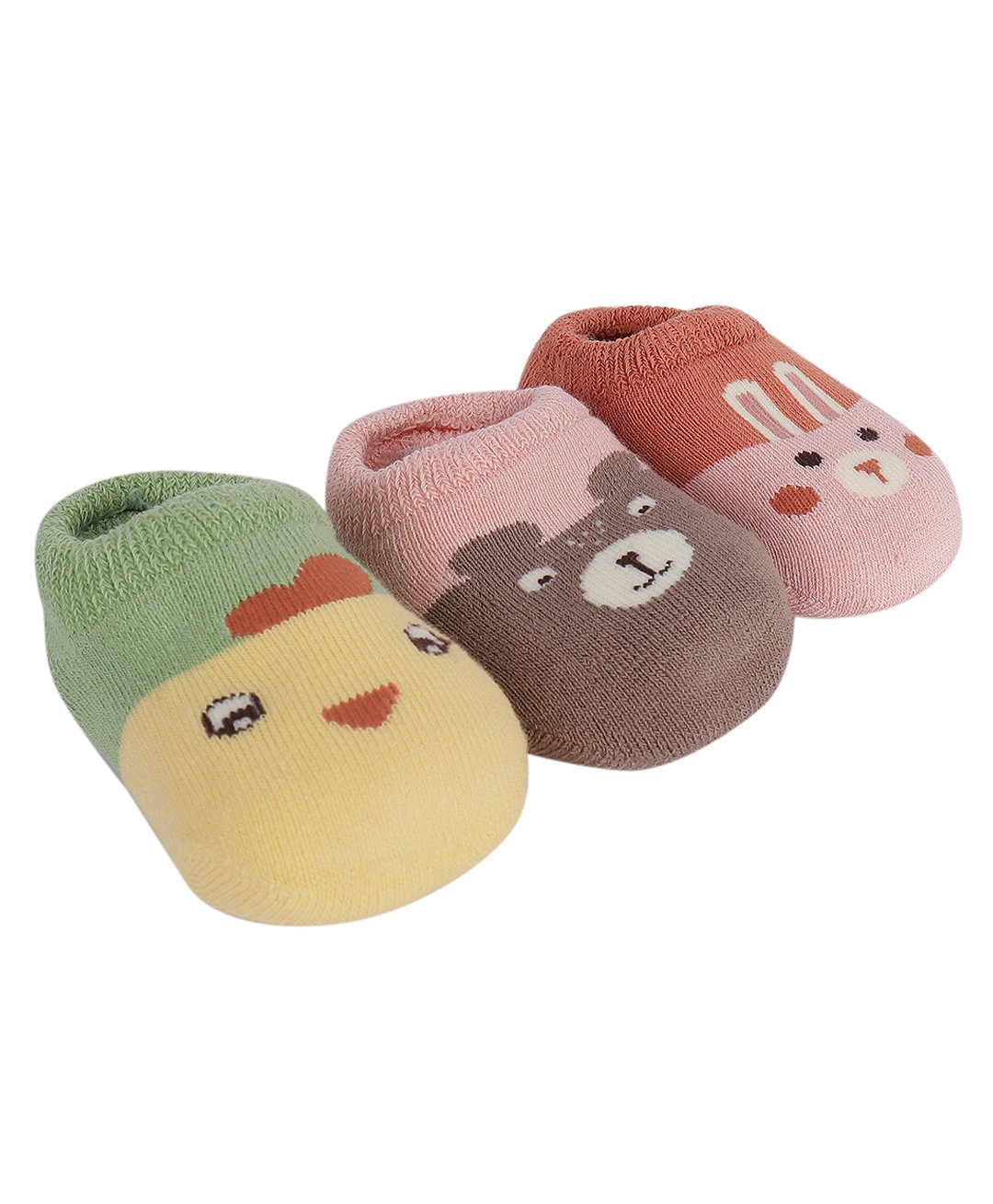 Kidofash Cotton Pack of 3 Animals & Bird Designed Socks - Pink & Yellow-image-28