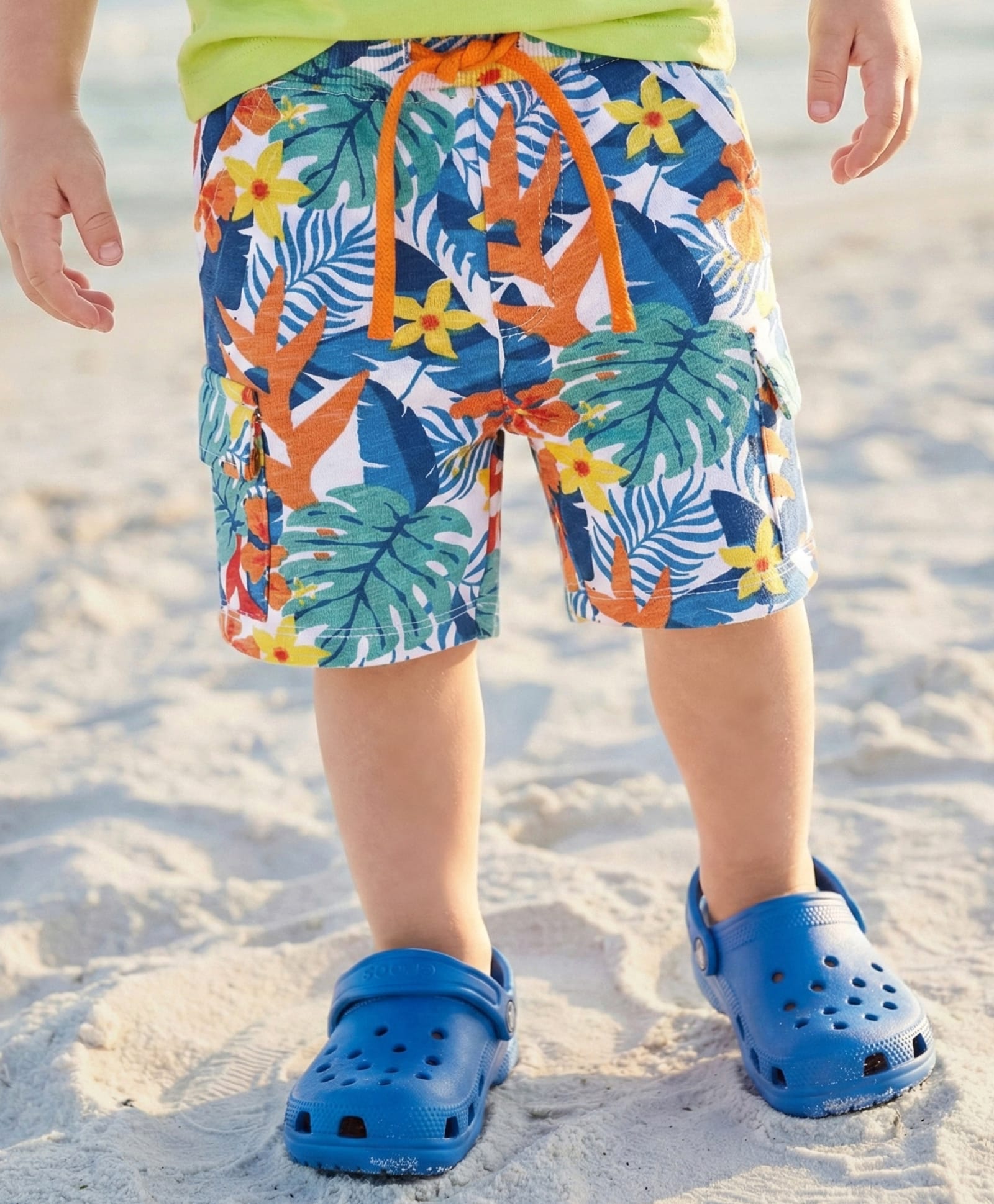 Babyhug Terry Knit Mid Thigh Shorts With Floral & Leaf Print - White-picture-21