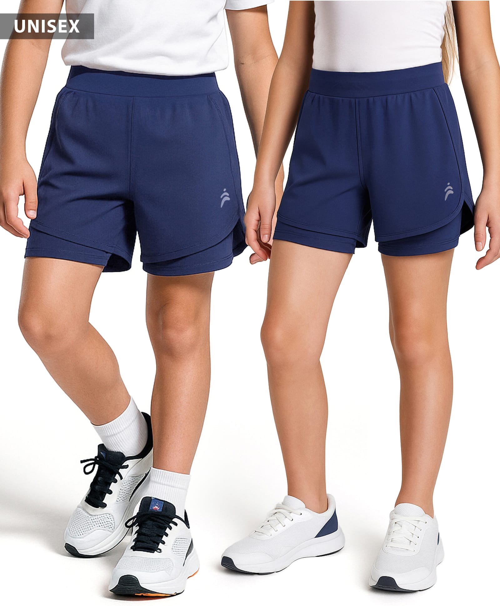 Pine Active Knit Knee Length Skin Friendly Active Stretch Solid Shorts with Tights - Blue-image-2