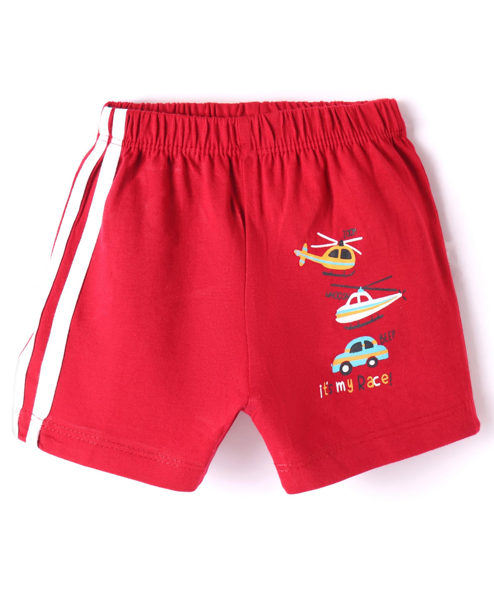 Tango Single Jersey Knit Knee Length Shorts with Vehicle Print - Red-picture-32