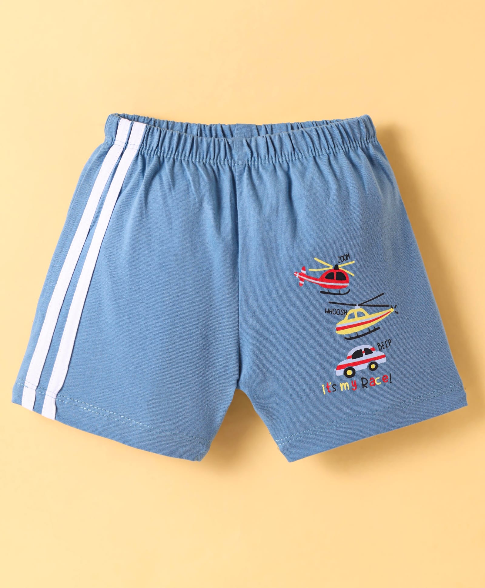 Tango Single Jersey Knit Knee Length Shorts with Vehicle Print - Light Blue-picture-27