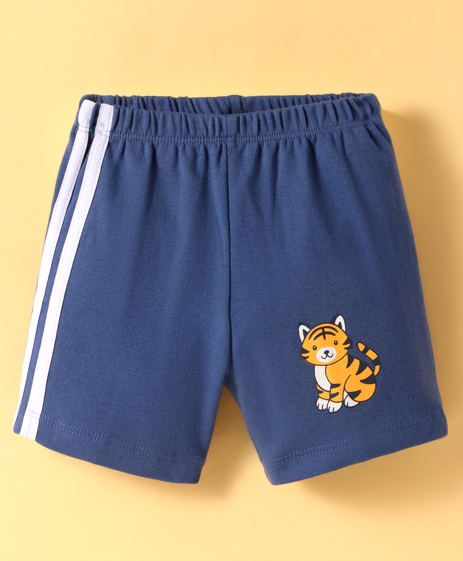 Tango Single Jersey Knit Knee Length Shorts With Tiger Print - Royal Blue-picture-18