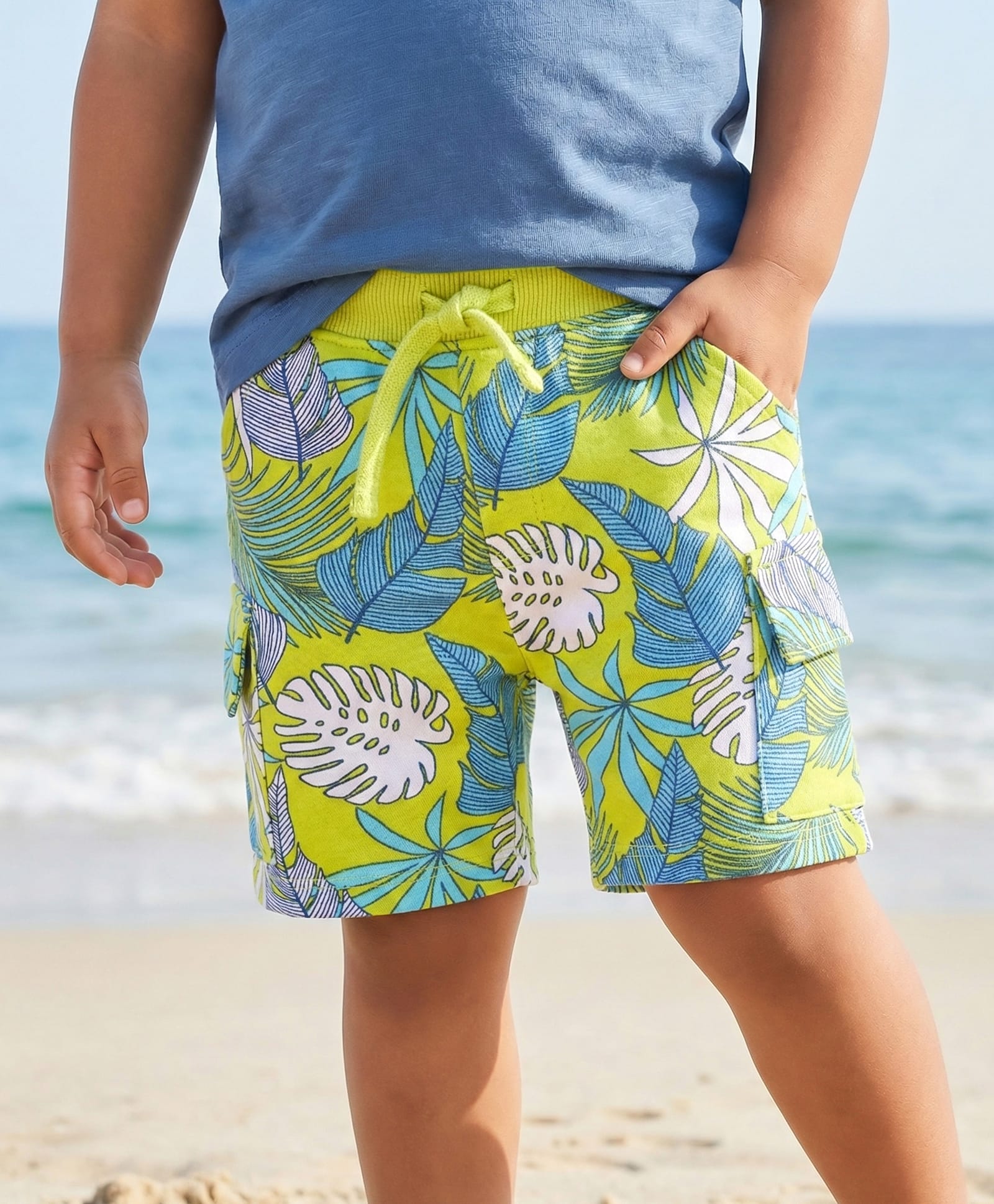 Babyhug Terry Knit Mid Thigh Tropical Theme Printed Shorts - Neon Green-image-18