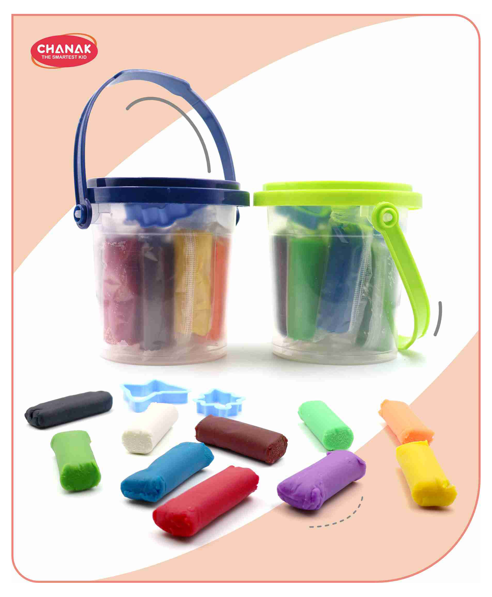 Aditi Toys Creative Dough Bucket Pack of 2, Clay Dough with 20 Colorful Clay & Sculpting Figures, Non-Toxic Clay Dough, Inventive Clay Dough - Blue Green