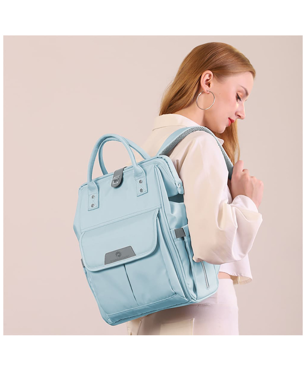 StarAndDaisy Baby Diaper Bag for Mothers Mom Travel Maternity Backpack with Insulated Milk Bottle Pocket Multi Compartments Waterproof Travel Friendly Lightweight - Blue-image-30