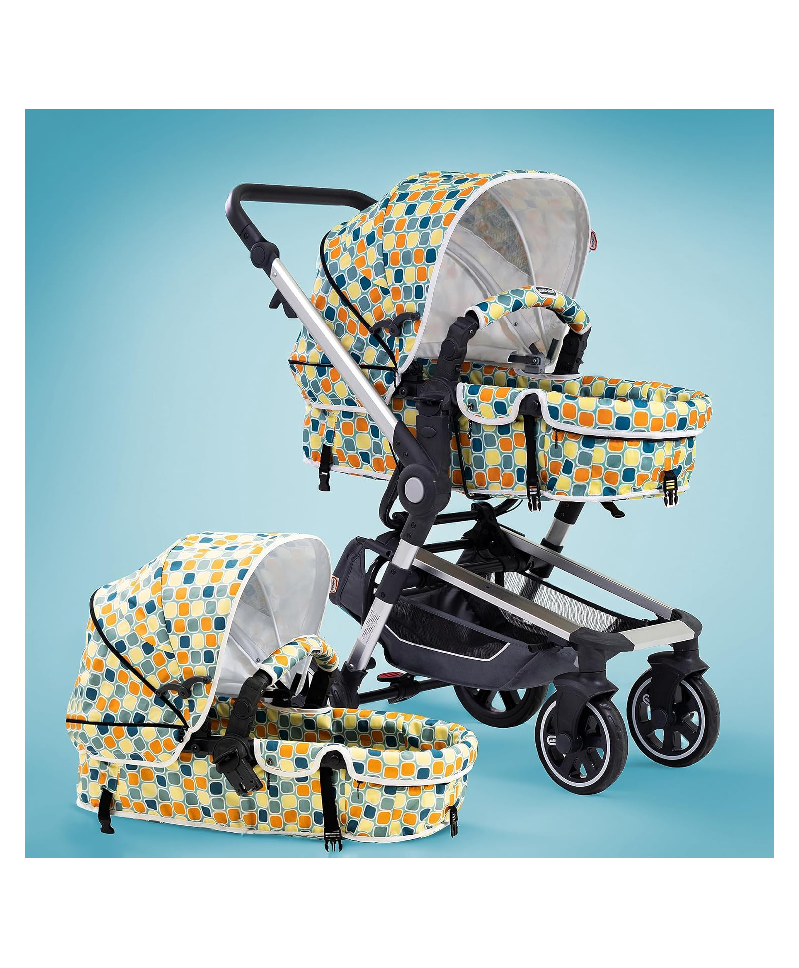 StarAndDaisy Baby Stroller Pram Travel Friendly & Multi-Purpose Multi Adjustment Broad Seat & Buggy Toddler Girl And Boy - Multicolor-image-48