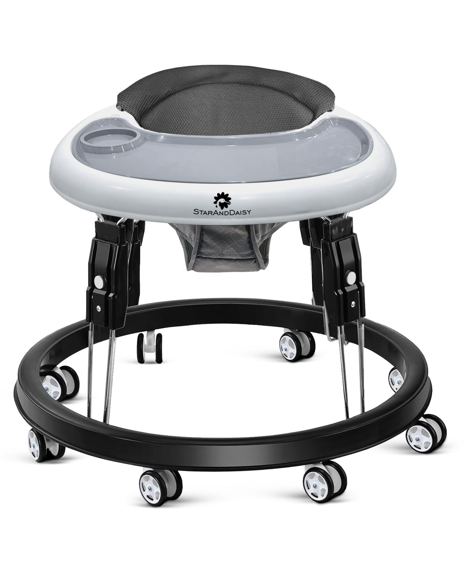 StarAndDaisy Baby Walker for Baby Kids with 360 degree Rotational Wheels & Padded Seat with Adjustable Height for Boys & Girls - Black-picture-10