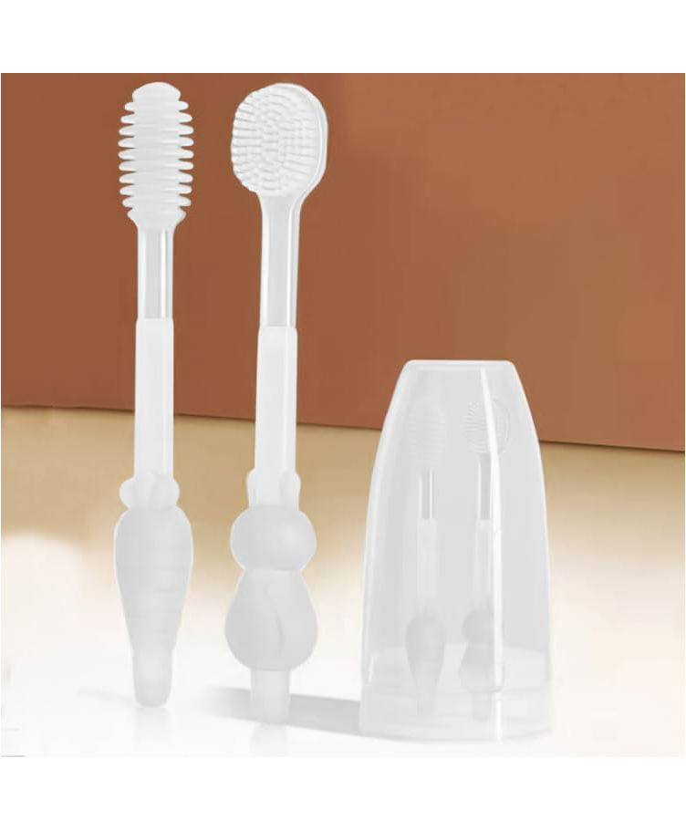 StarAndDaisy Baby Baby Manual Toothbrush And Baby Tongue Cleaner For Toddler Oral Care, Soft Silicone Toothbrush. (White), 1 count-picture-18