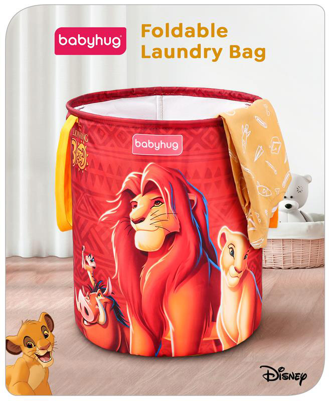 Babyhug Disney Foldable Laundry Bag with Handle Lion King Theme - Red-picture-16