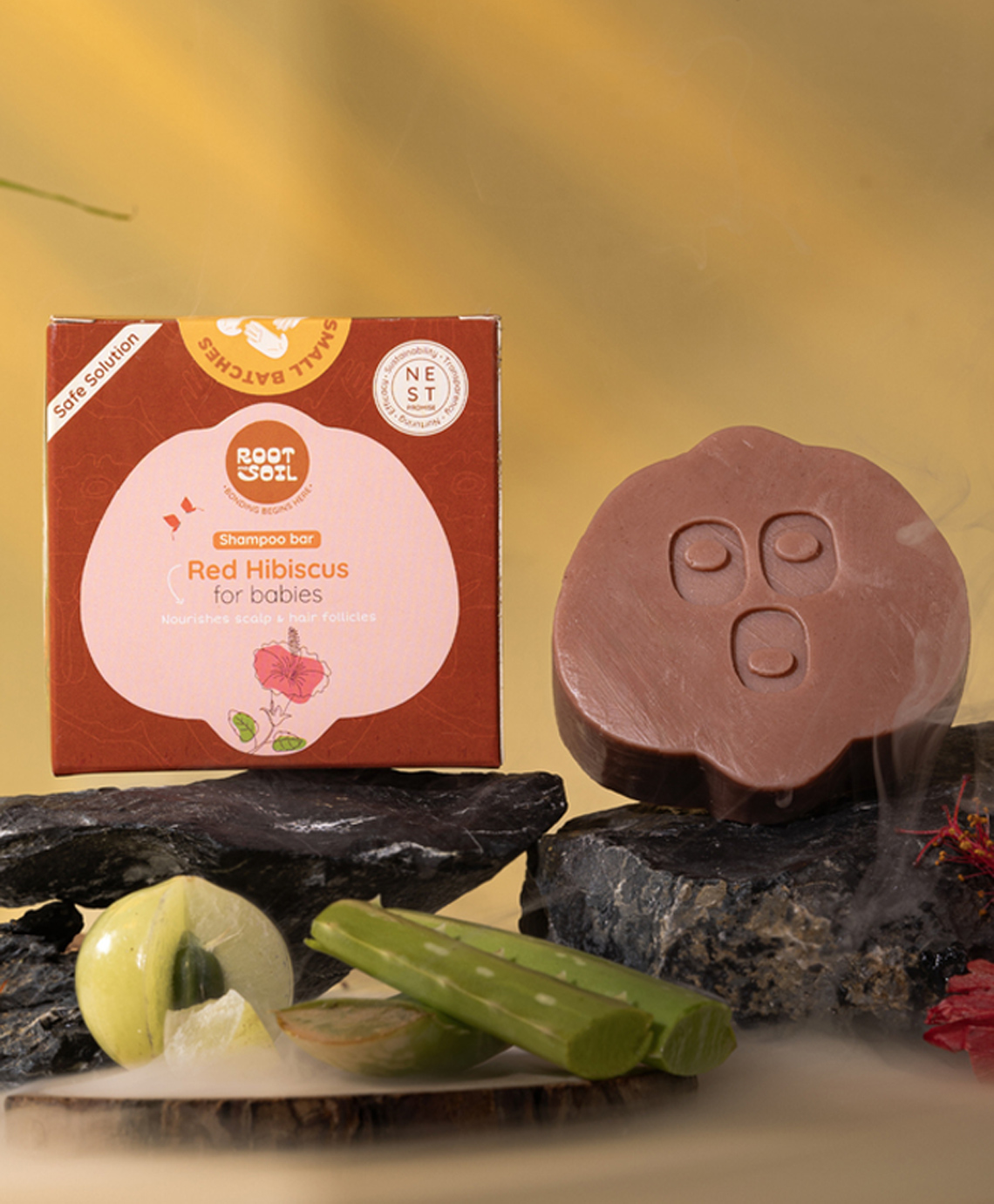 ROOT and SOIL Red Hibiscus Shampoo Bar For Babies | Hair Strengthening & Growth | 100 g-image-43